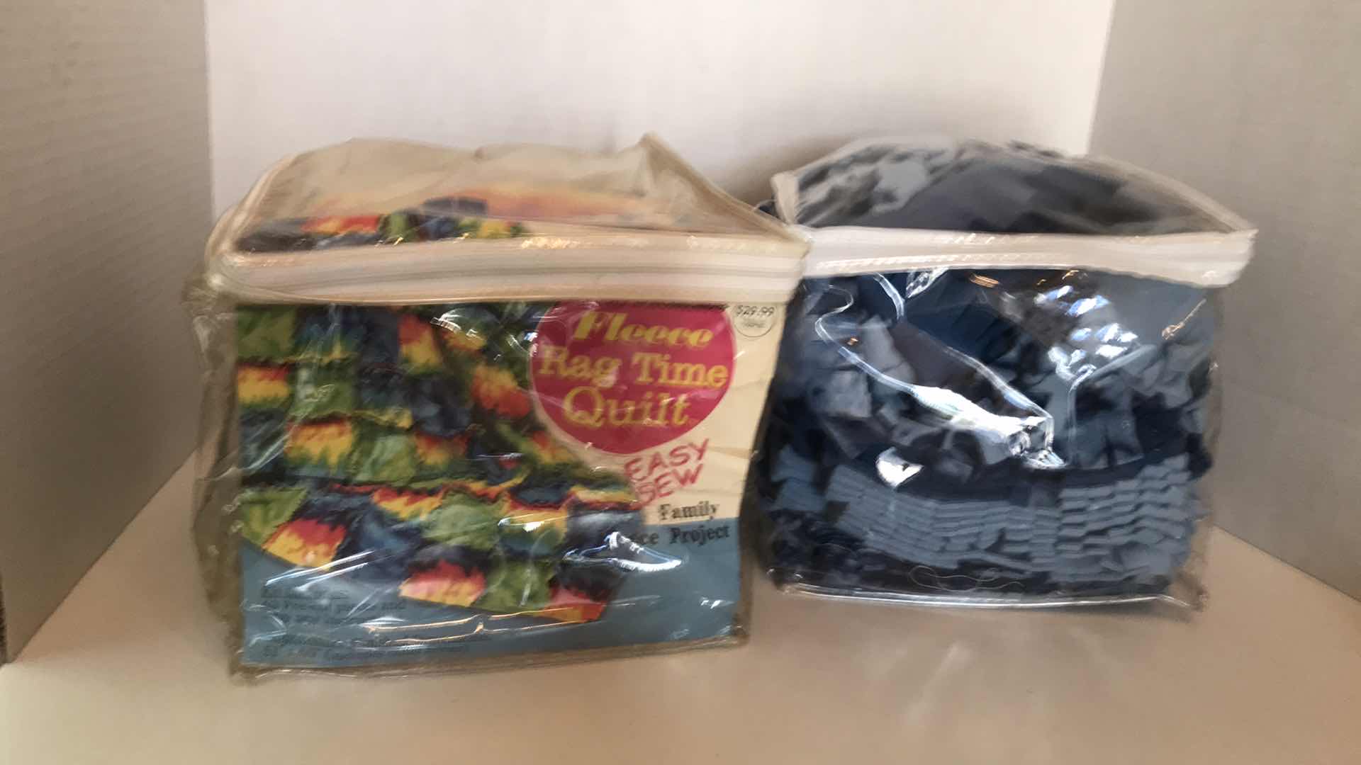 Photo 1 of FLEECE QUILT KIT, SET OF TWO. BLUE KIT IN PROGRESS.