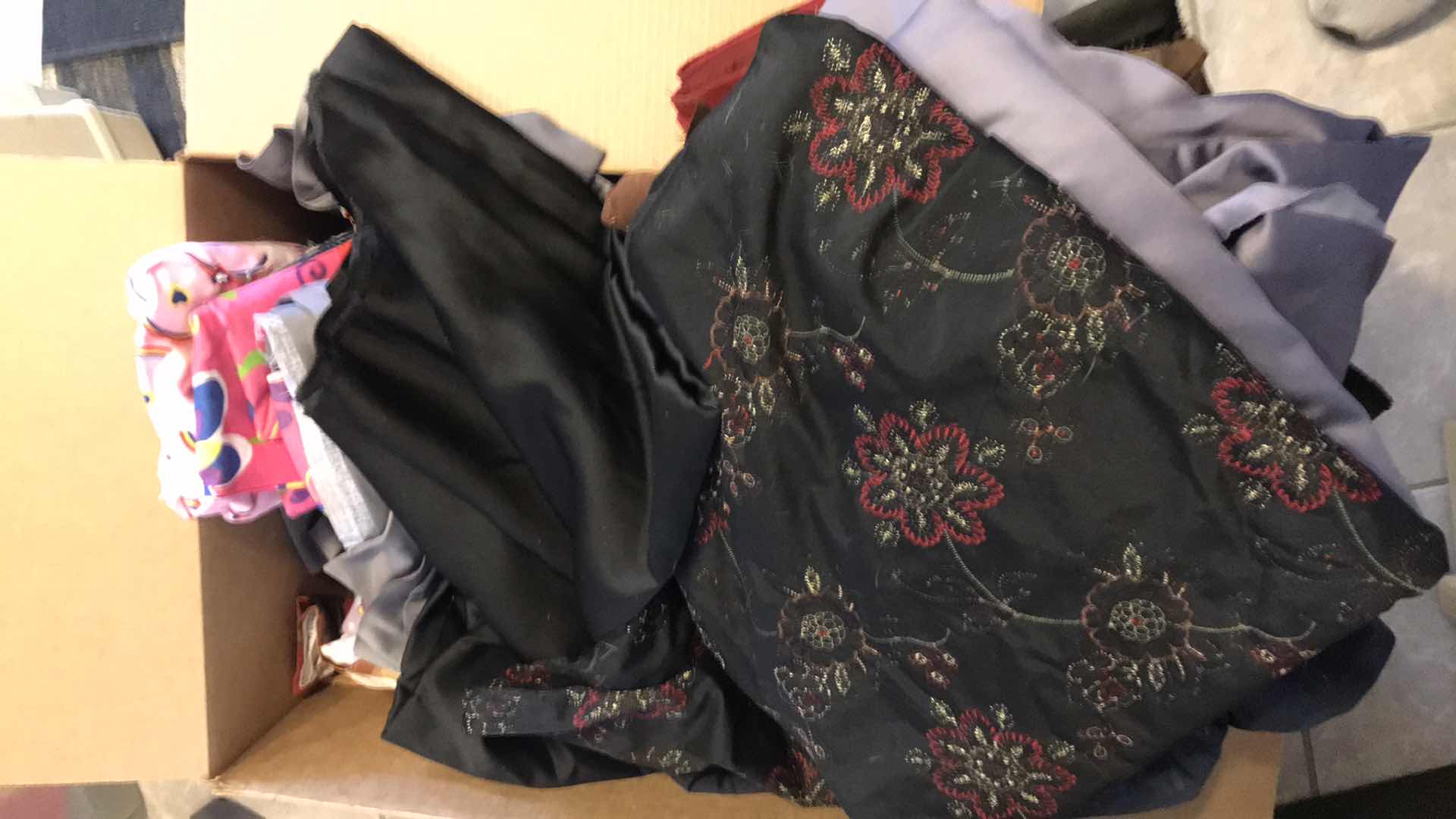 Photo 1 of LARGE BOX OF REMNANT FABRICS, UP TO 3 YARDS EACH PIECE