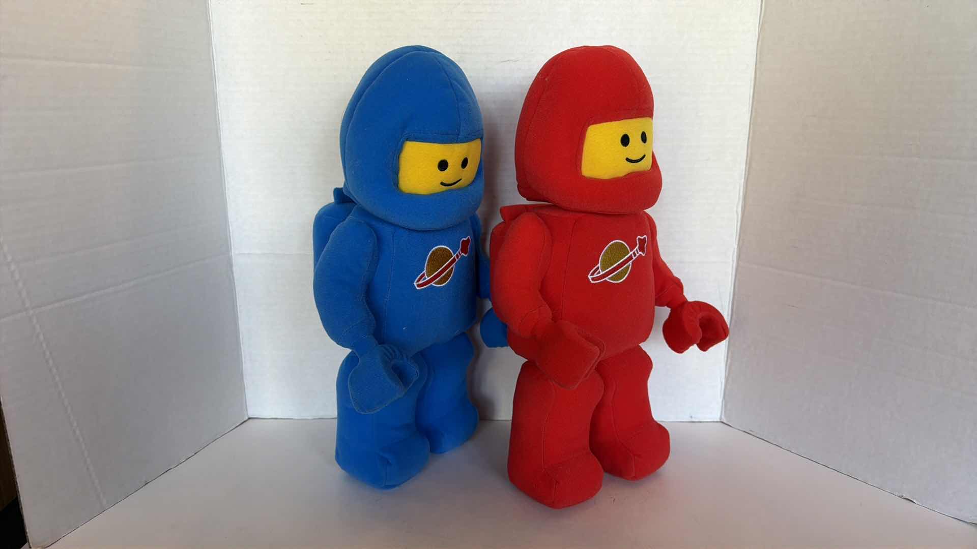 Photo 1 of 2-LEGO PLUSH CLASSIC SPACE ASTRONAUT MINIFIGURES