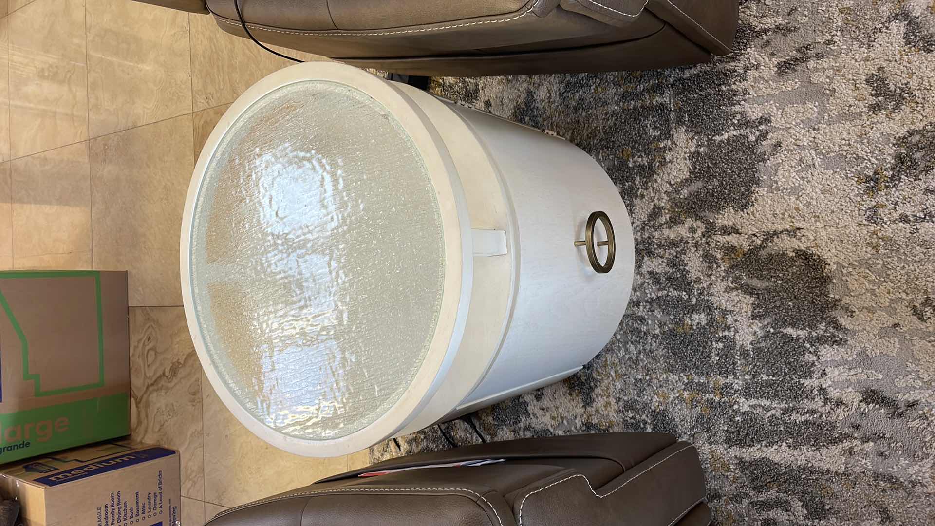 Photo 1 of HOLTEN SIDE TABLE WALNUT IVORY FINISH 22” DIA X H25”