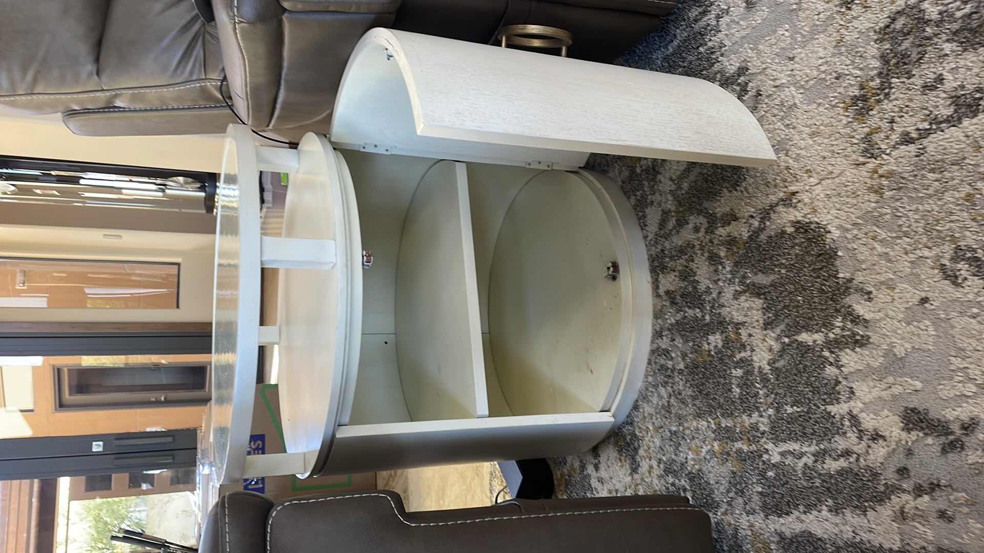 Photo 1 of HOLTEN SIDE TABLE WALNUT IVORY FINISH 22” DIA X H25”