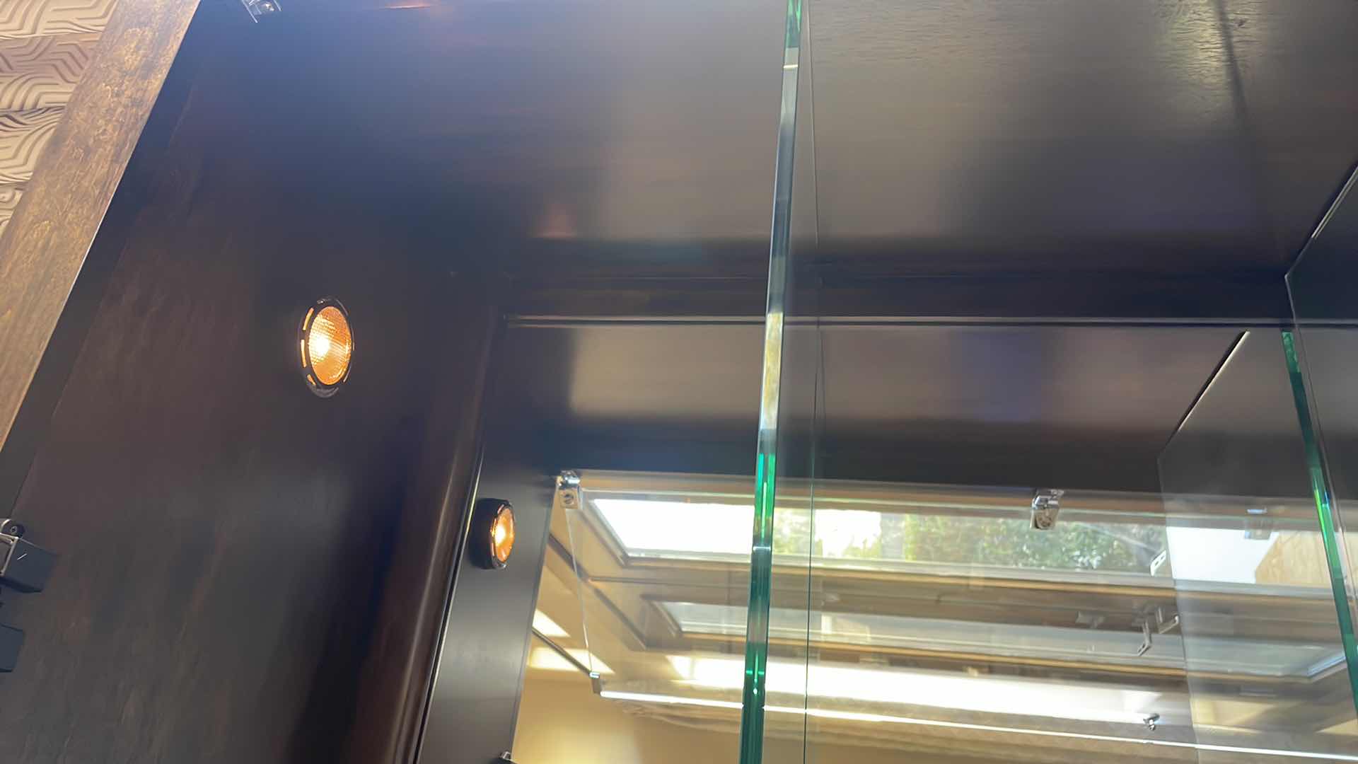 Photo 1 of ROB & STUCKY HINGE TOUCH ACTIVATED LIGHTED CURIO WITH 4 GLASS SHELVES AND MIRRORED BACK 38" X 18" H84"