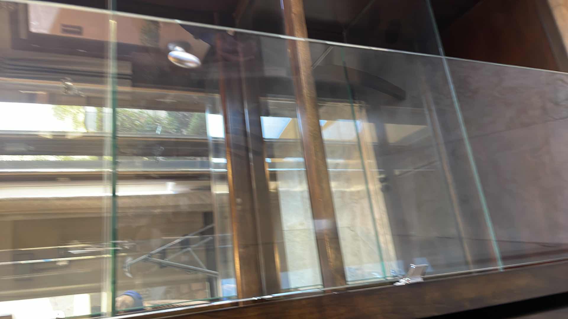 Photo 1 of ROBB & STUCKY HINGE TOUCH ACTIVATED LIGHTED CURIO WITH 4 GLASS SHELVES AND MIRRORED BACK 38" X 18" H84"