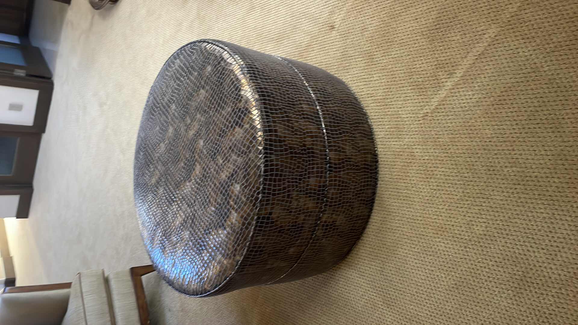 Photo 1 of 33” DIA X H20” LARGE OTTOMAN LUBLIN/WALNUT FABRIC