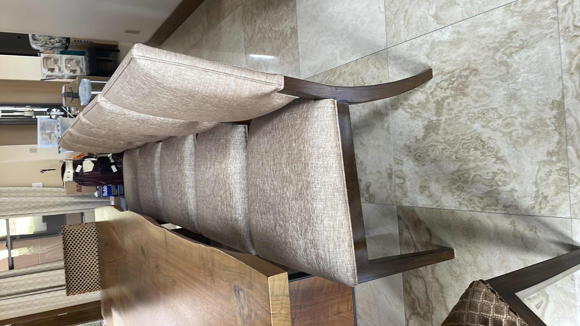 Photo 1 of URBAN HARDWOODS BOOK MATCHED SOLID WESTERN (BLACK) WALNUT TABLE #1183 WITH 10 KREISS SUTTON SIDE CHAIRS & 2 SUTTON ARM CHAIRS  122" X 36"-41" H30"