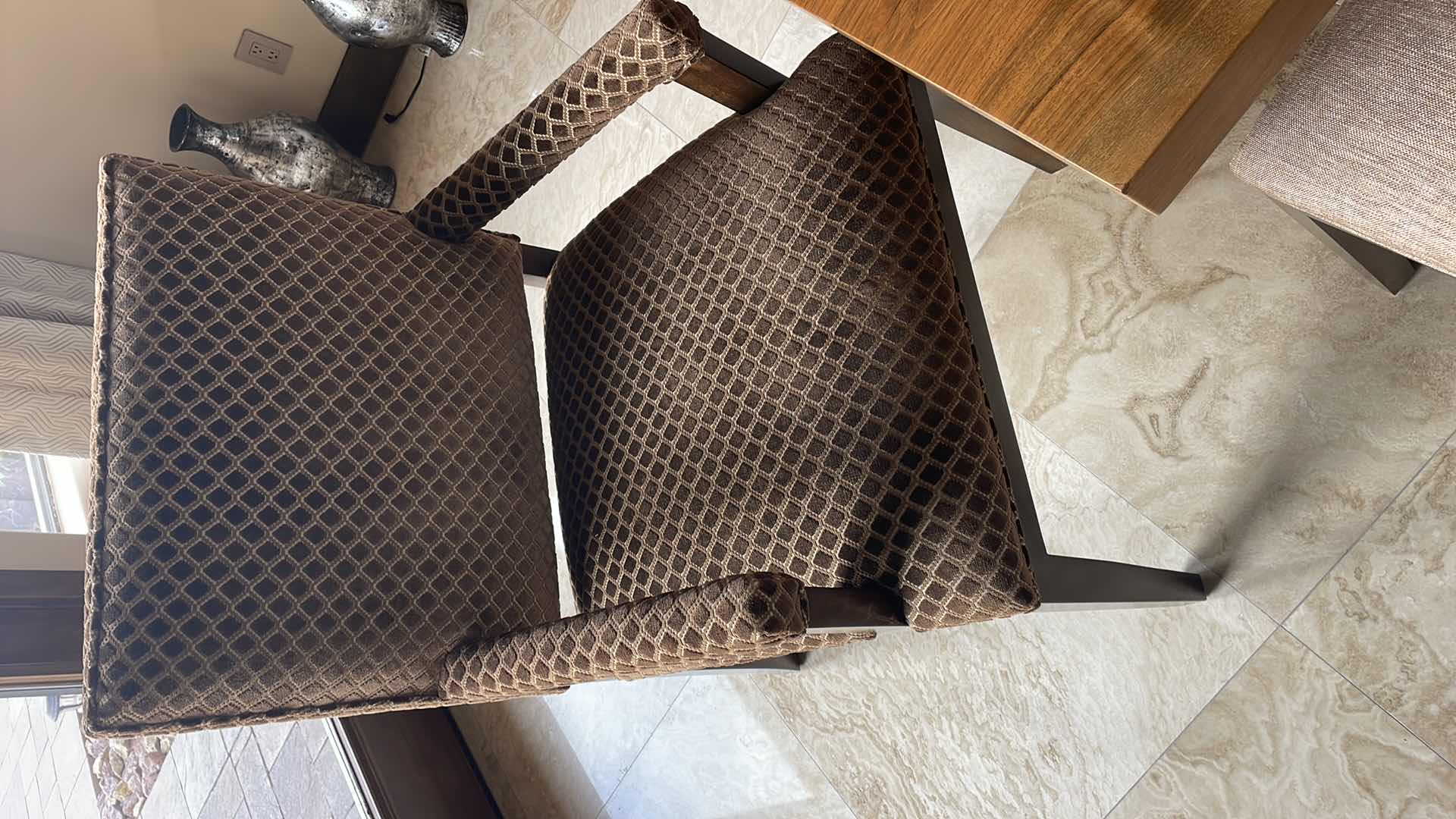 Photo 12 of URBAN HARDWOODS BOOK MATCHED SOLID WESTERN (BLACK) WALNUT TABLE #1183 WITH 10 KREISS SUTTON SIDE CHAIRS & 2 SUTTON ARM CHAIRS  122" X 36"-41" H30"