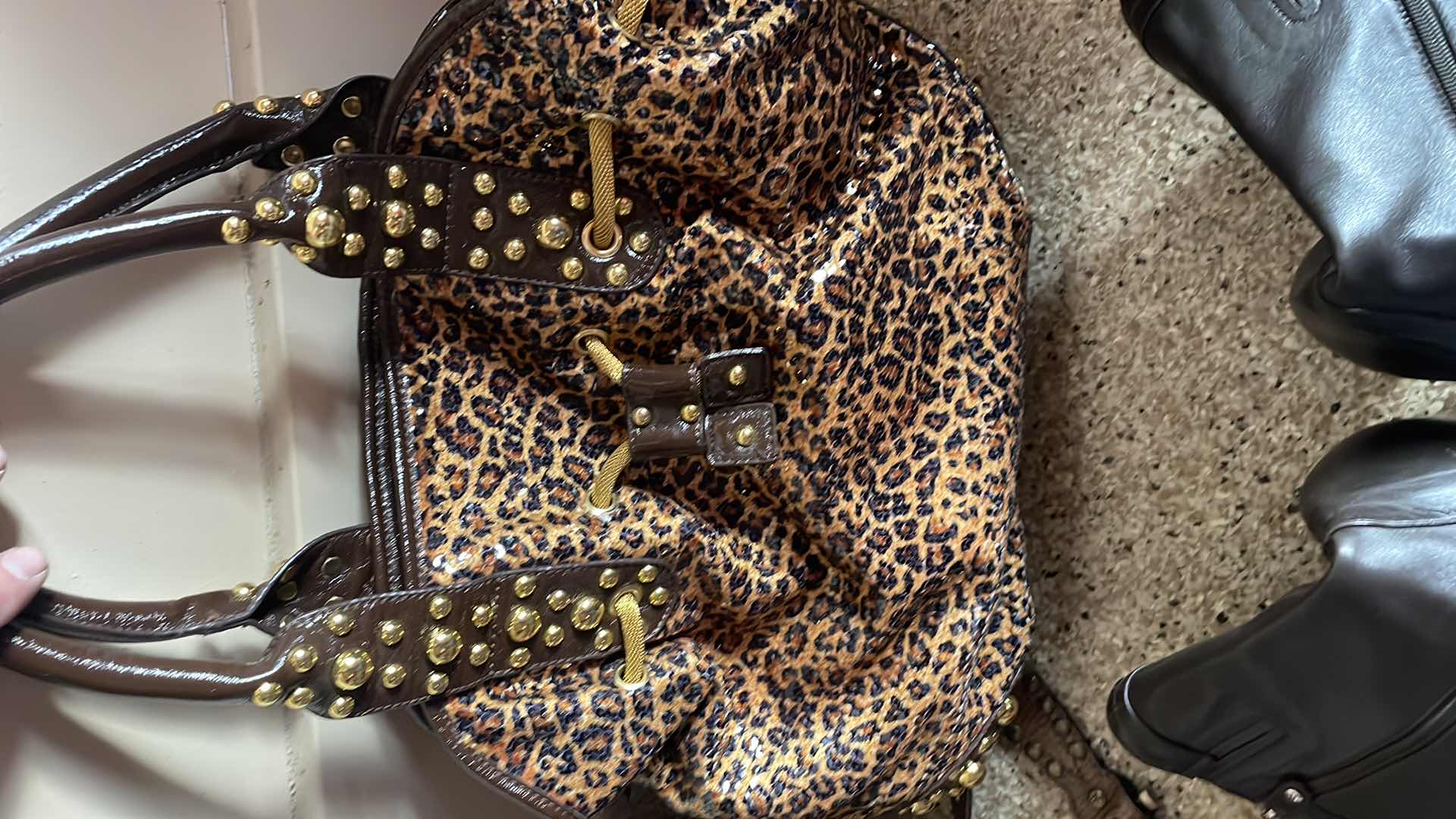 Photo 1 of PURSES (6) BLACK BOOTS SIZE 10-1/2