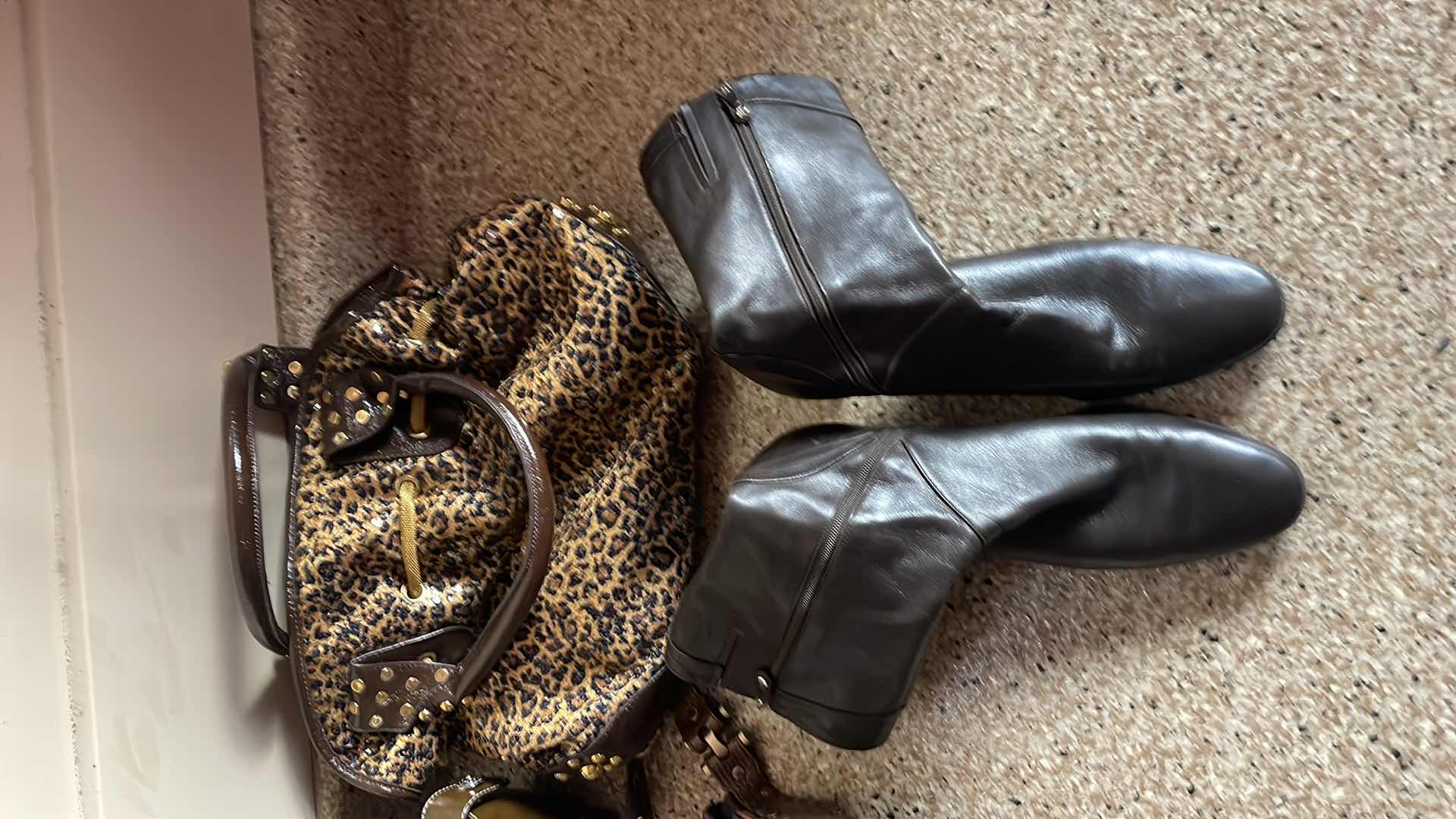 Photo 1 of PURSES (6) BLACK BOOTS SIZE 10-1/2