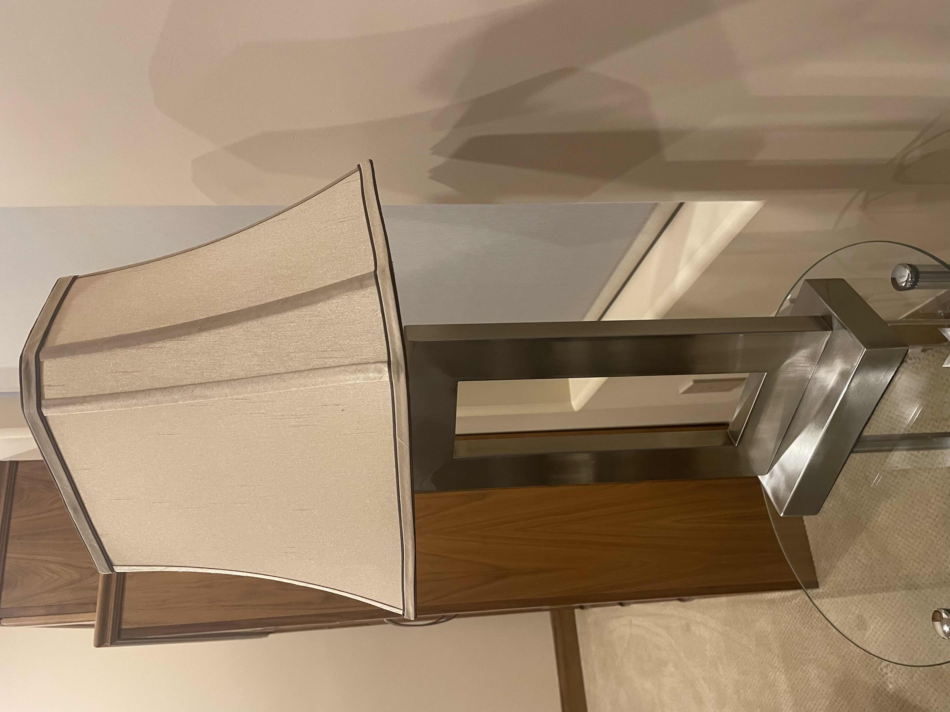 Photo 1 of 16” DIA GLASS END TABLE WITH BRUSHED NICKEL TABLE LAMP 32”