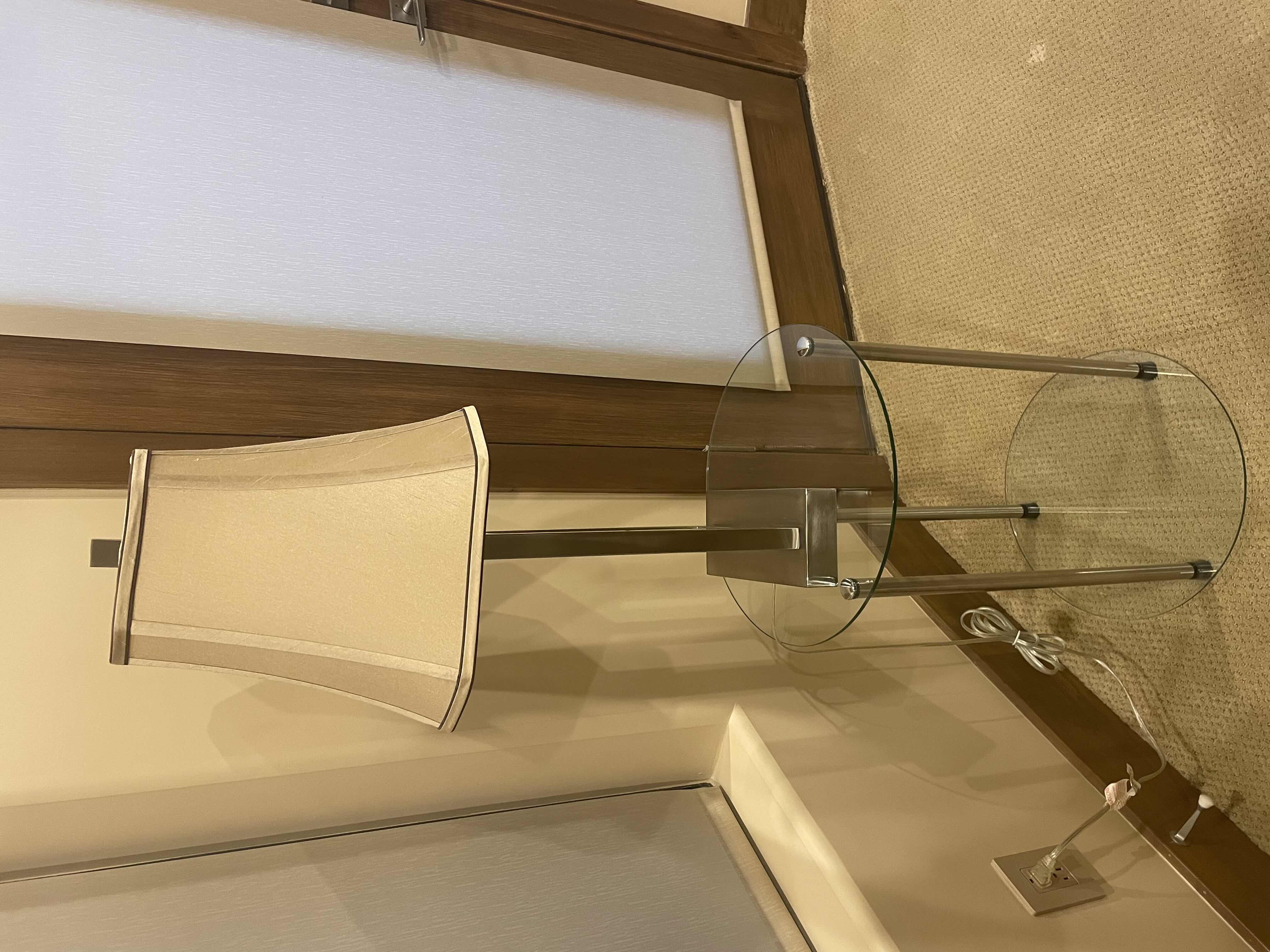 Photo 1 of 16” DIA GLASS END TABLE WITH BRUSHED NICKEL TABLE LAMP 32”