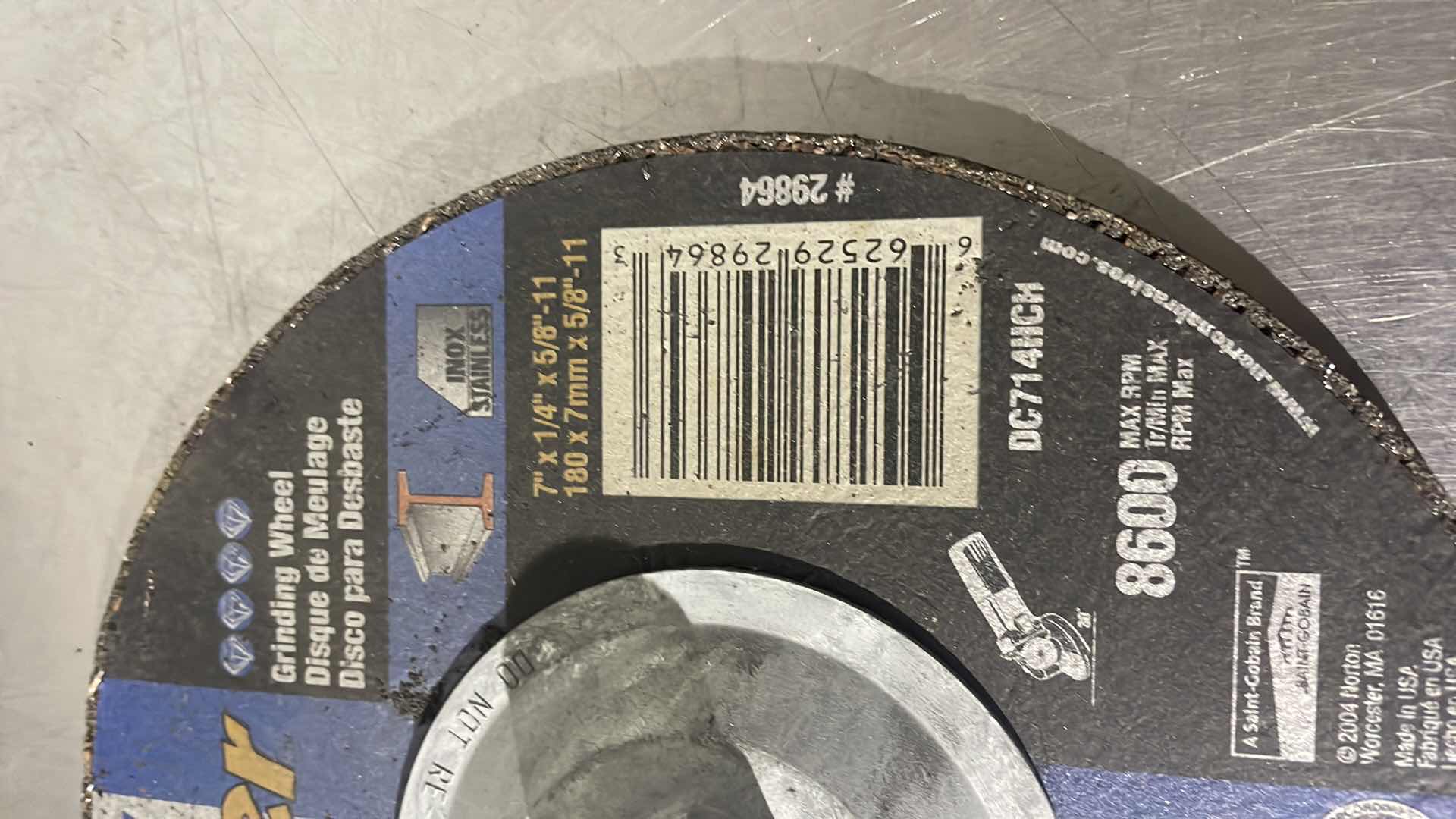 Photo 1 of NORTON CHARGER PLUS GRINDING WHEELS 7” X 1/4” X 5/8”-11 (4)