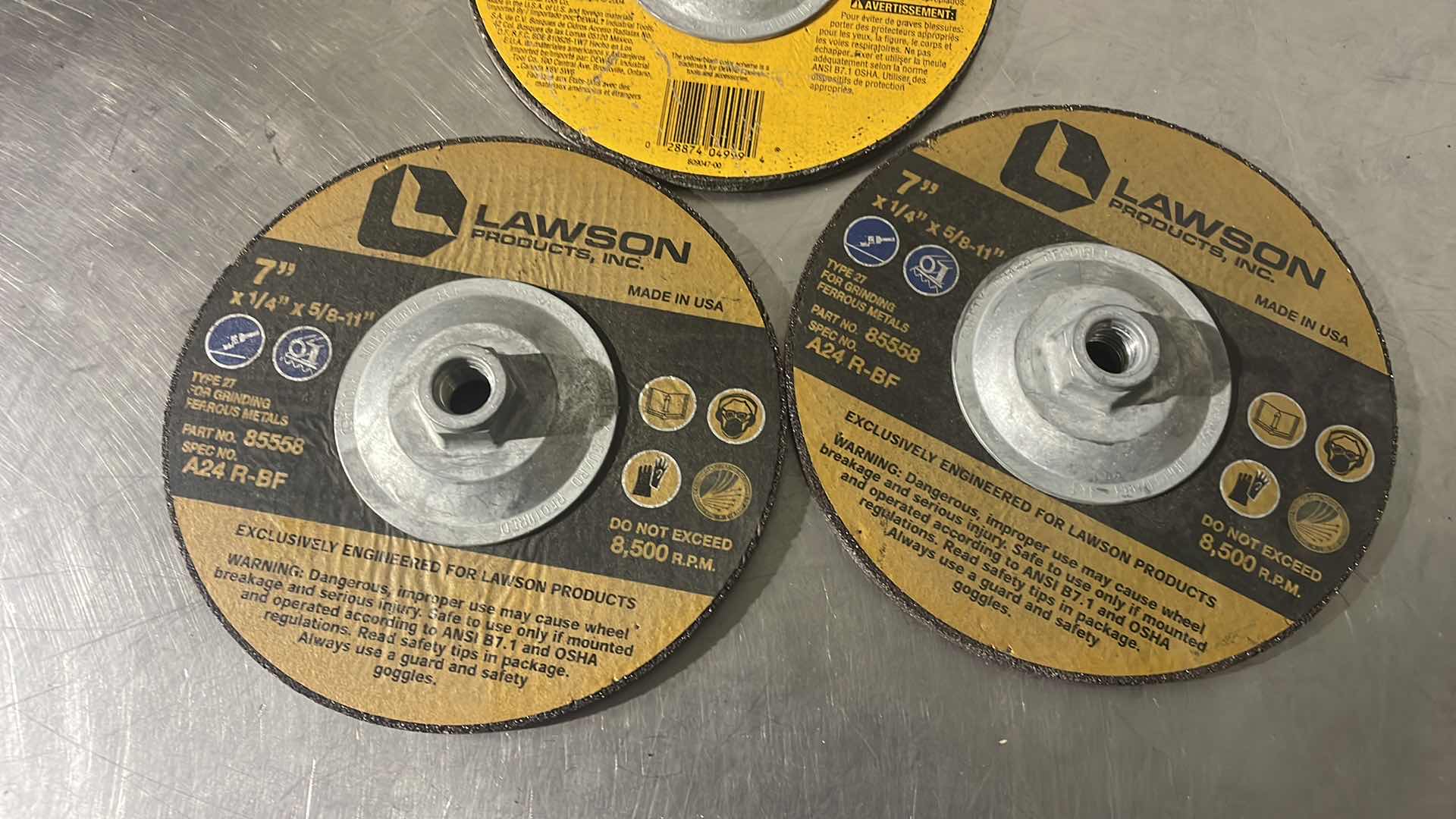 Photo 1 of GRINDING WHEELS 7” X 1/4” X 5/8”-11 (3)