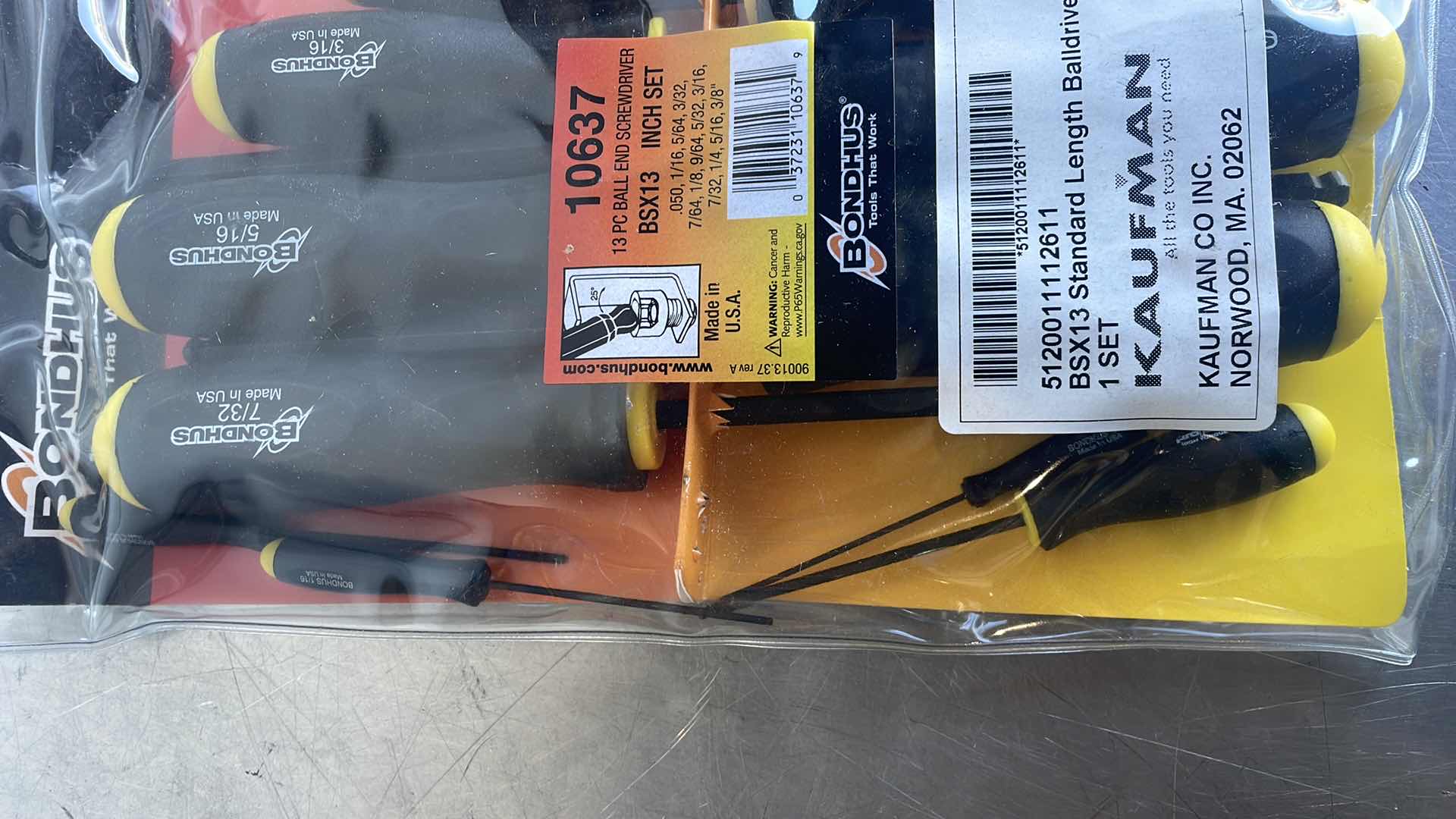 Photo 1 of BONDHUS SET 13 BALL END SCREWDRIVERS 10637