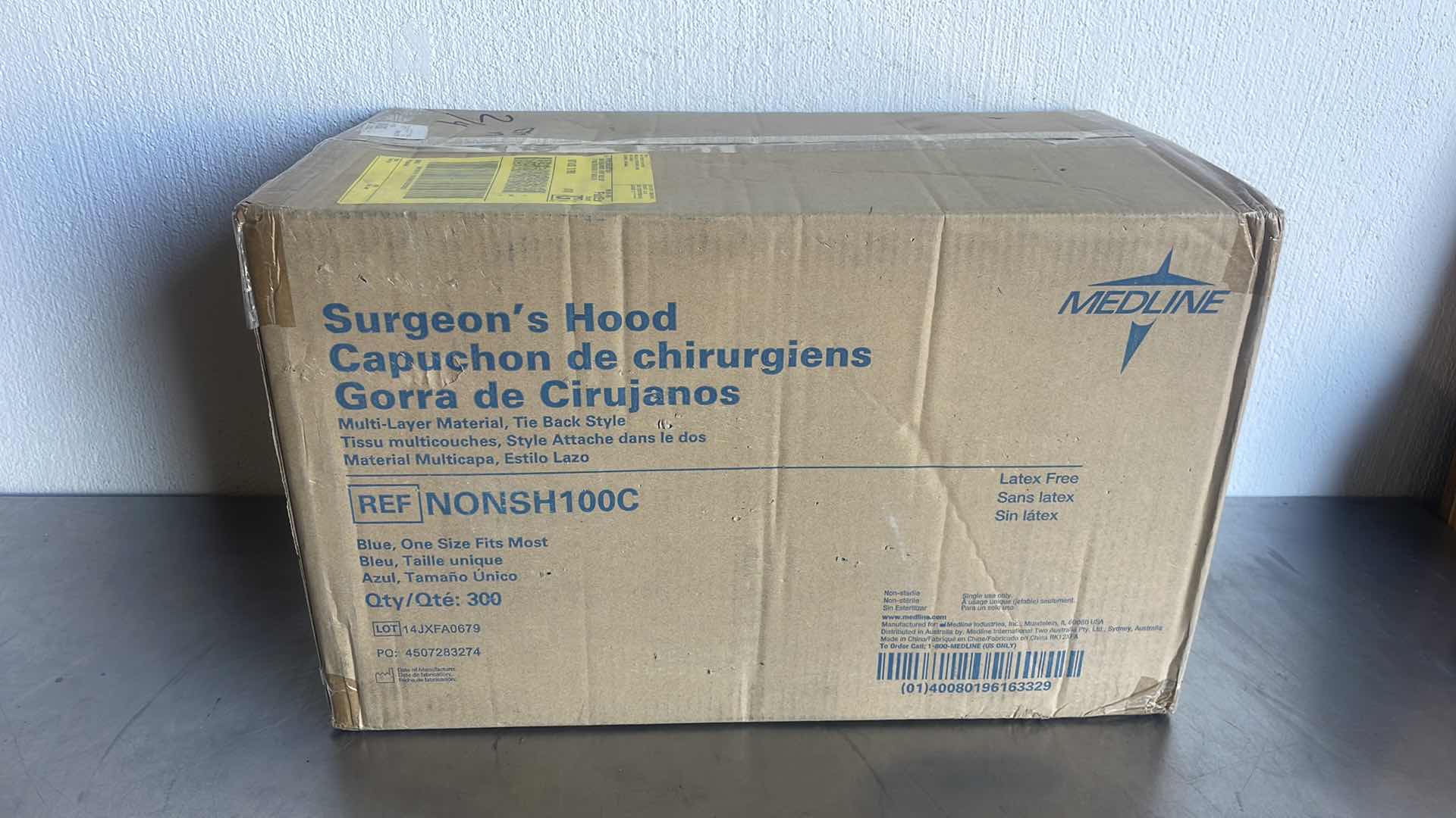 Photo 1 of MEDLINE SURGEONS HOOD MULTI LAYER TIE BACK STYLE BLUE  (300)