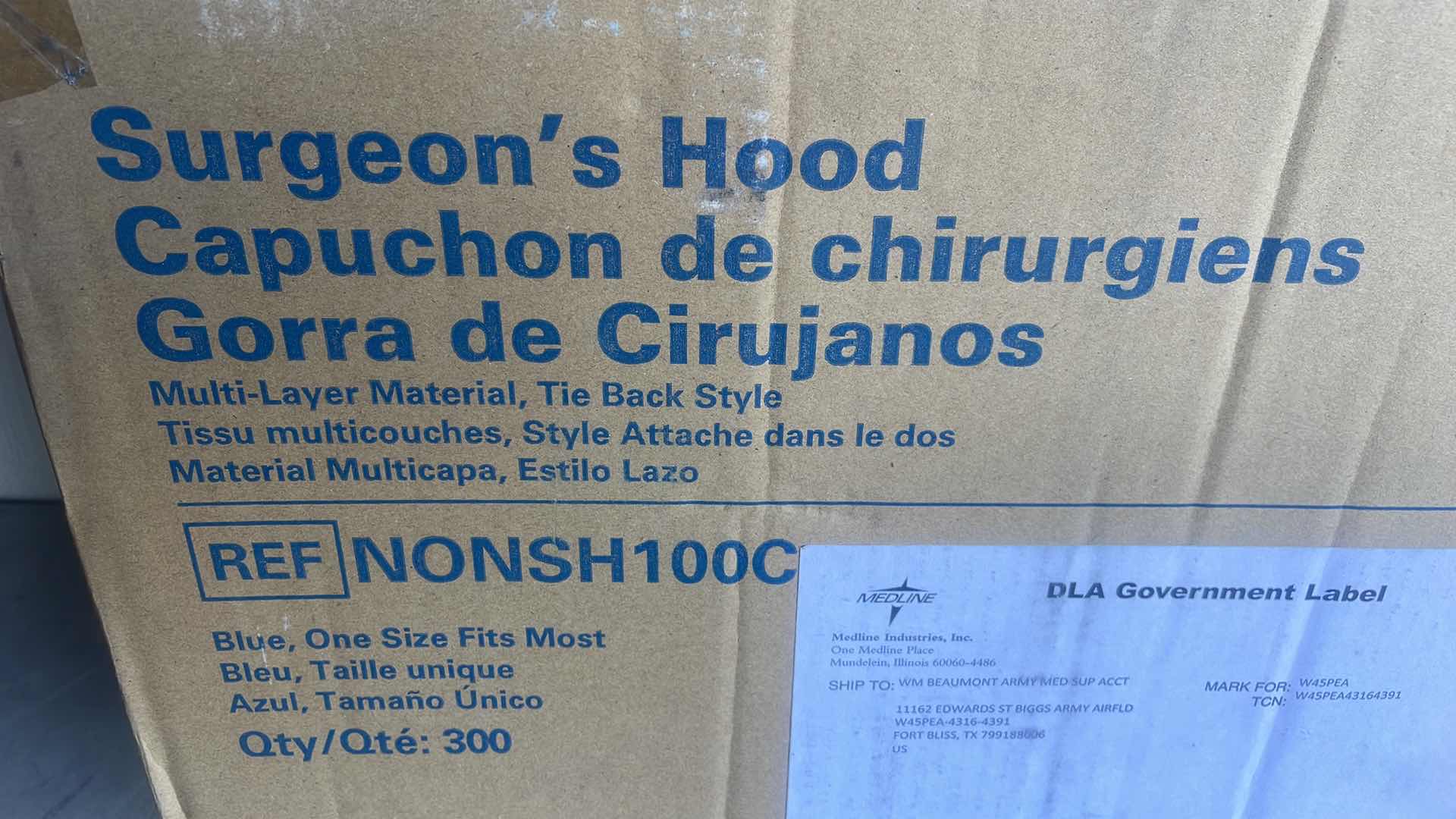 Photo 1 of MEDLINE SURGEONS HOOD MULTI LAYER TIE BACK STYLE BLUE  (300)