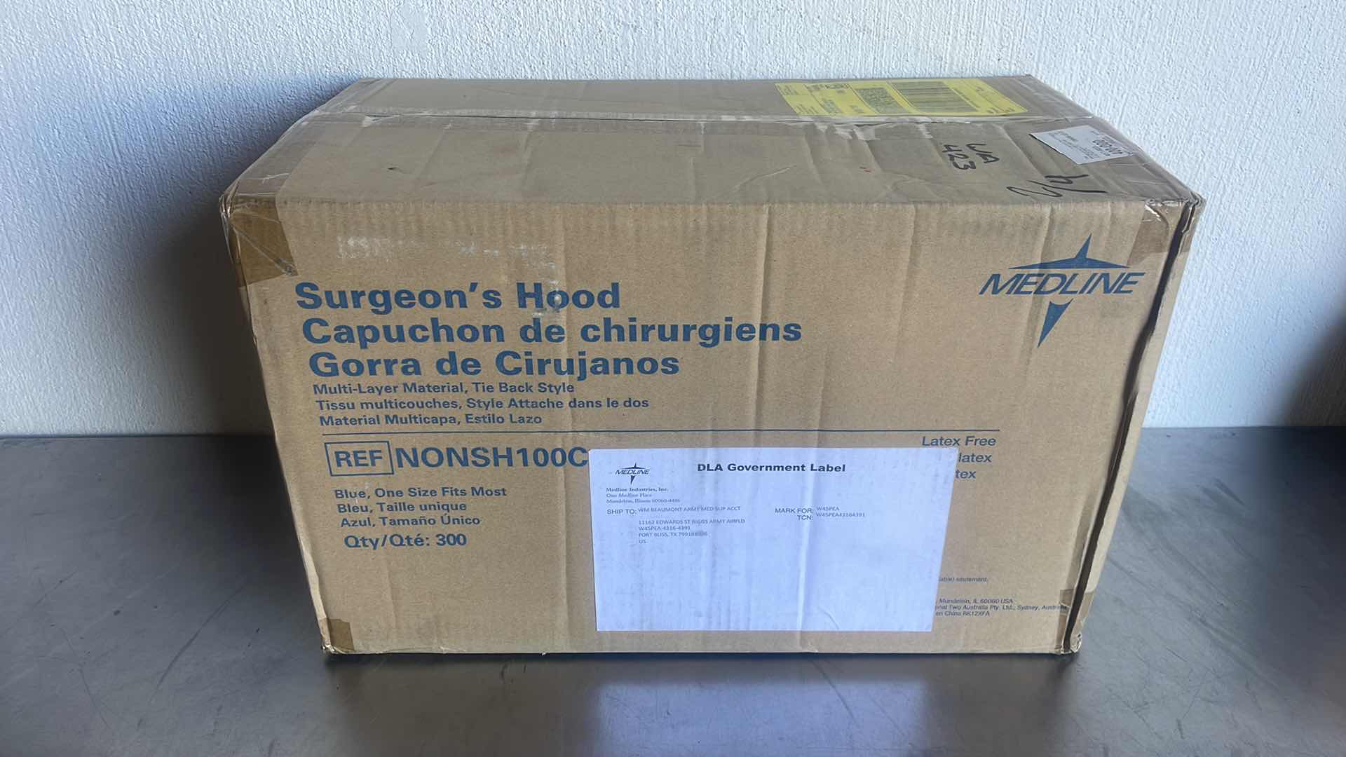 Photo 1 of MEDLINE SURGEONS HOOD MULTI LAYER TIE BACK STYLE BLUE  (300)