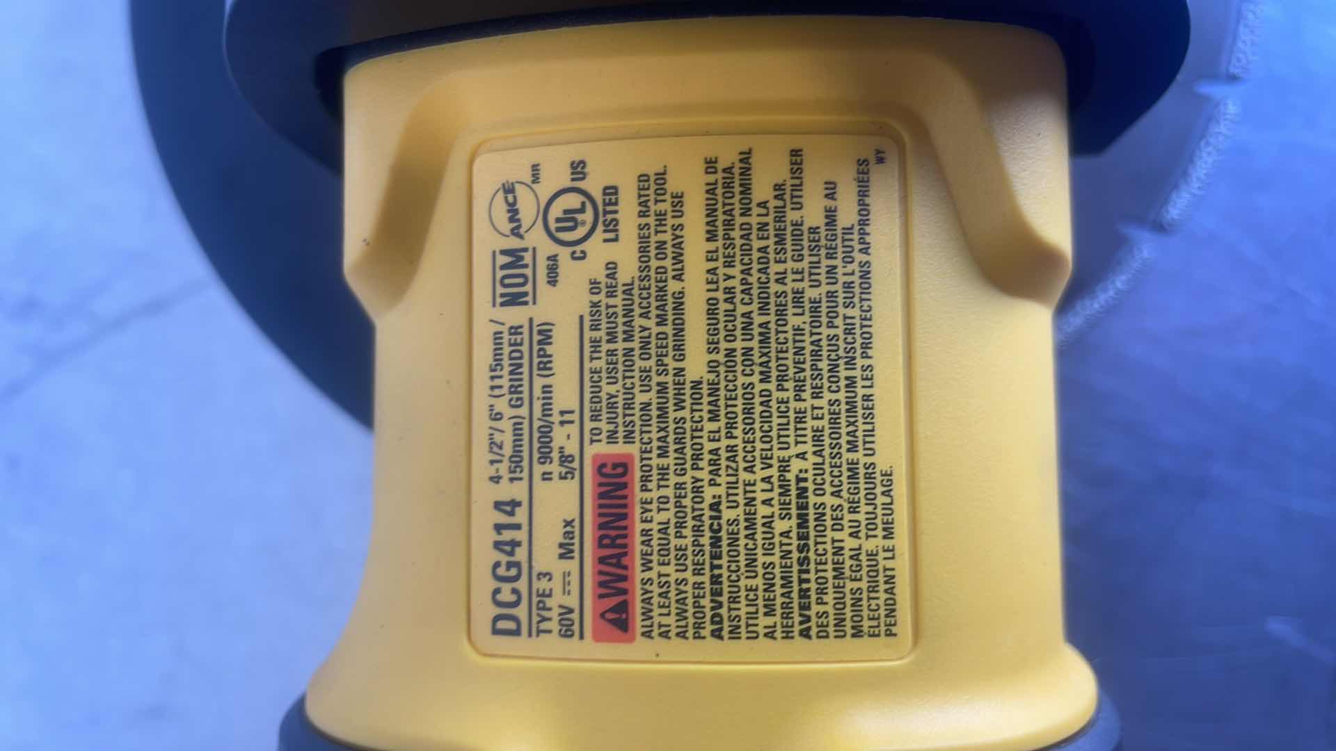 Photo 1 of DEWALT FLEXVOLT 60V MAX DCG414 GRINDER WITH BROCO 7” DIAMOND BLADE