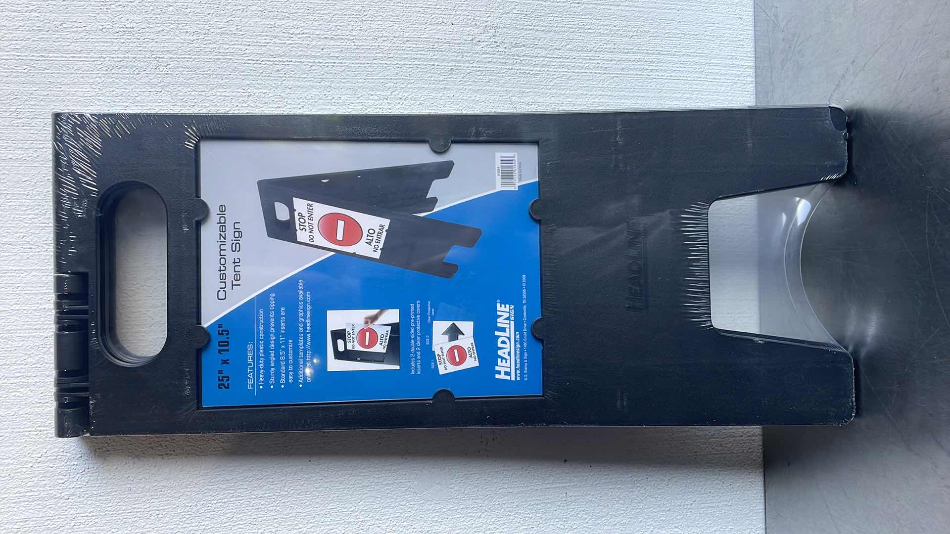 Photo 1 of HEADLINE SIGN CUSTOMIZABLE A-FRAME OUTDOOR SANDWICH BOARD, DOUBLE SIDED WITH WEATHER RESISTANT PLASTIC PROTECTIVE COVER INSERTS - SIGNAGE STAND FOR BUSINESSES, SIDEWALK, AND PARKING, 10.5 X 25 IN, BLACK, 1-PACK