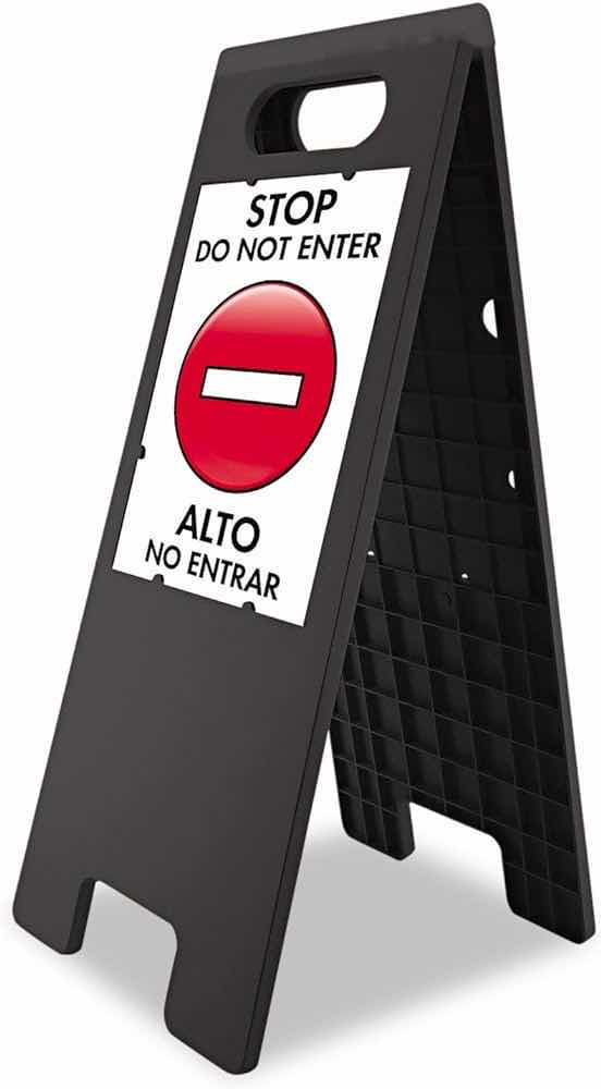 Photo 1 of HEADLINE SIGN CUSTOMIZABLE A-FRAME OUTDOOR SANDWICH BOARD, DOUBLE SIDED WITH WEATHER RESISTANT PLASTIC PROTECTIVE COVER INSERTS - SIGNAGE STAND FOR BUSINESSES, SIDEWALK, AND PARKING, 10.5 X 25 IN, BLACK, 1-PACK