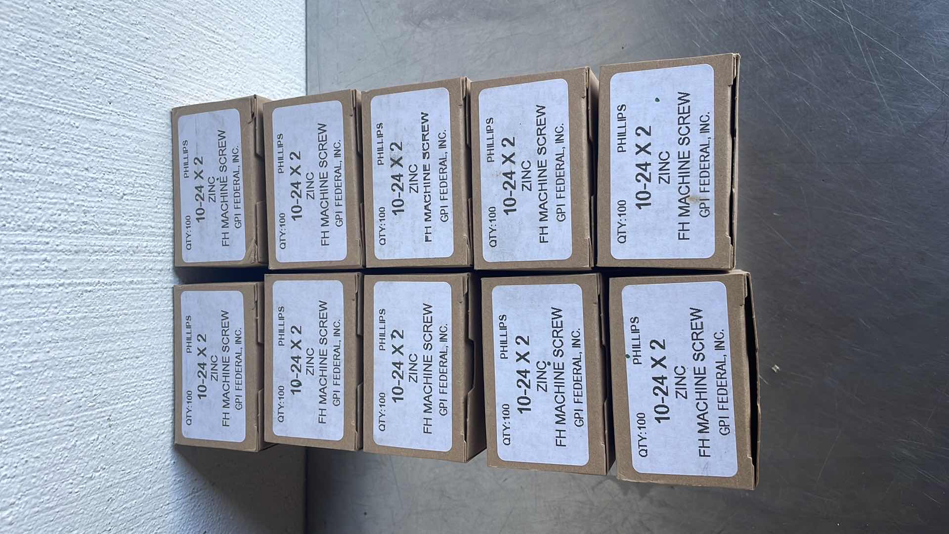 Photo 1 of MACHINE SCREWS, PHILLIPS FLAT HEAD, ZINC PLATED STEEL, #10-24 X 2" (1000)