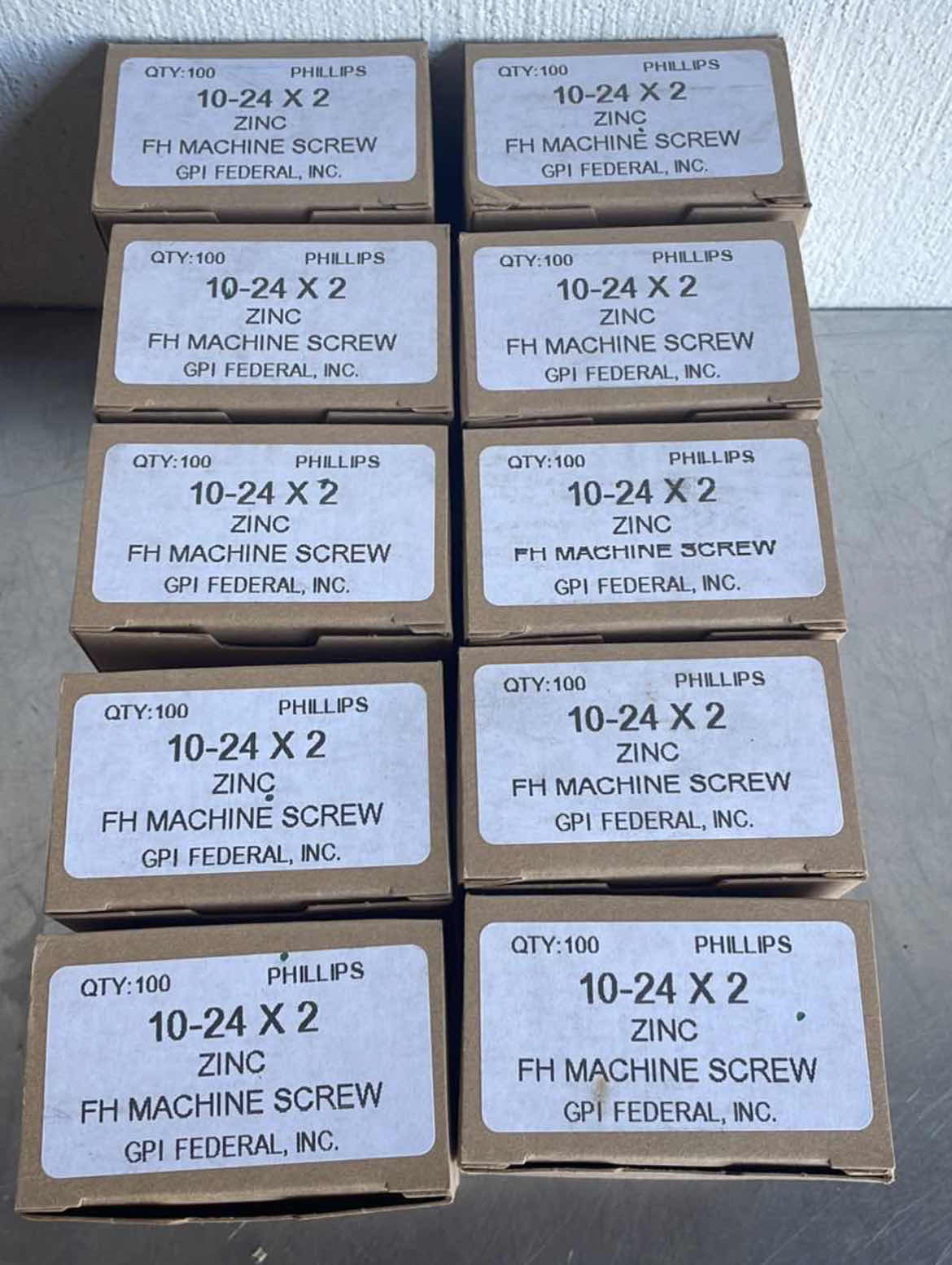 Photo 1 of MACHINE SCREWS, PHILLIPS FLAT HEAD, ZINC PLATED STEEL, #10-24 X 2" (1000)