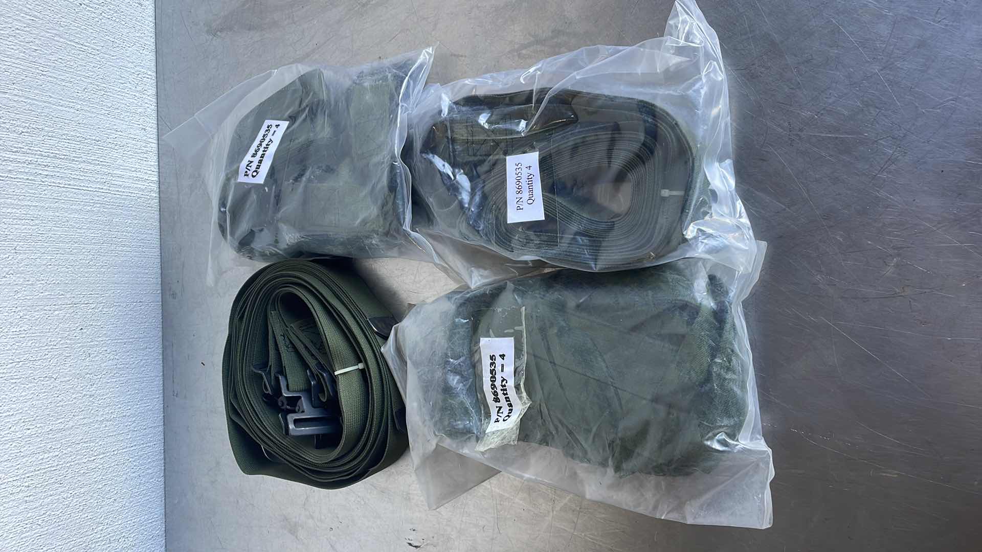 Photo 1 of MILTARY SPEC WEBBING STRAP 1.5" WIDE X 83" LONG W/ STEEL BUCKLE P/N 8690535 (16)