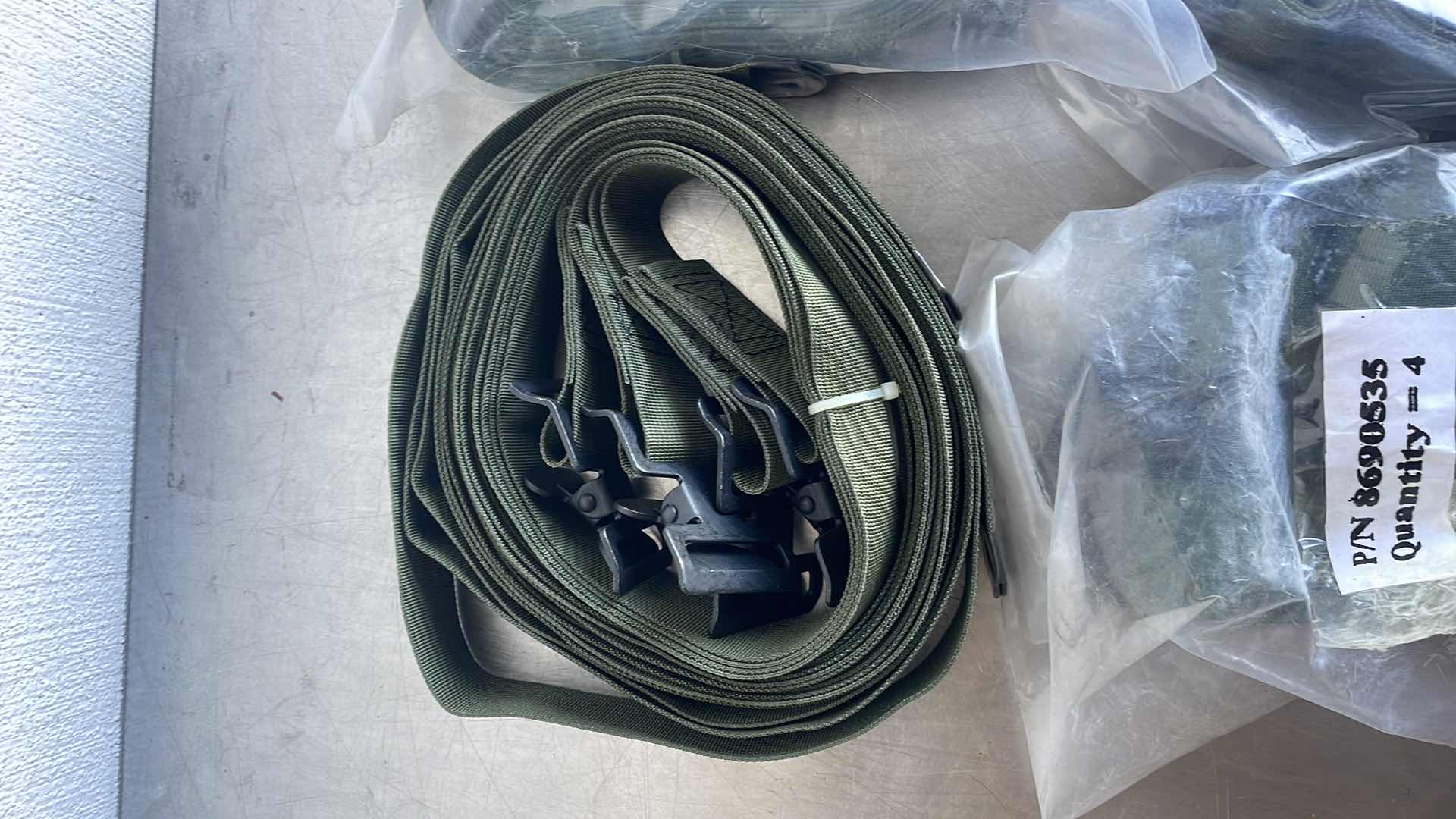 Photo 1 of MILTARY SPEC WEBBING STRAP 1.5" WIDE X 83" LONG W/ STEEL BUCKLE P/N 8690535 (16)