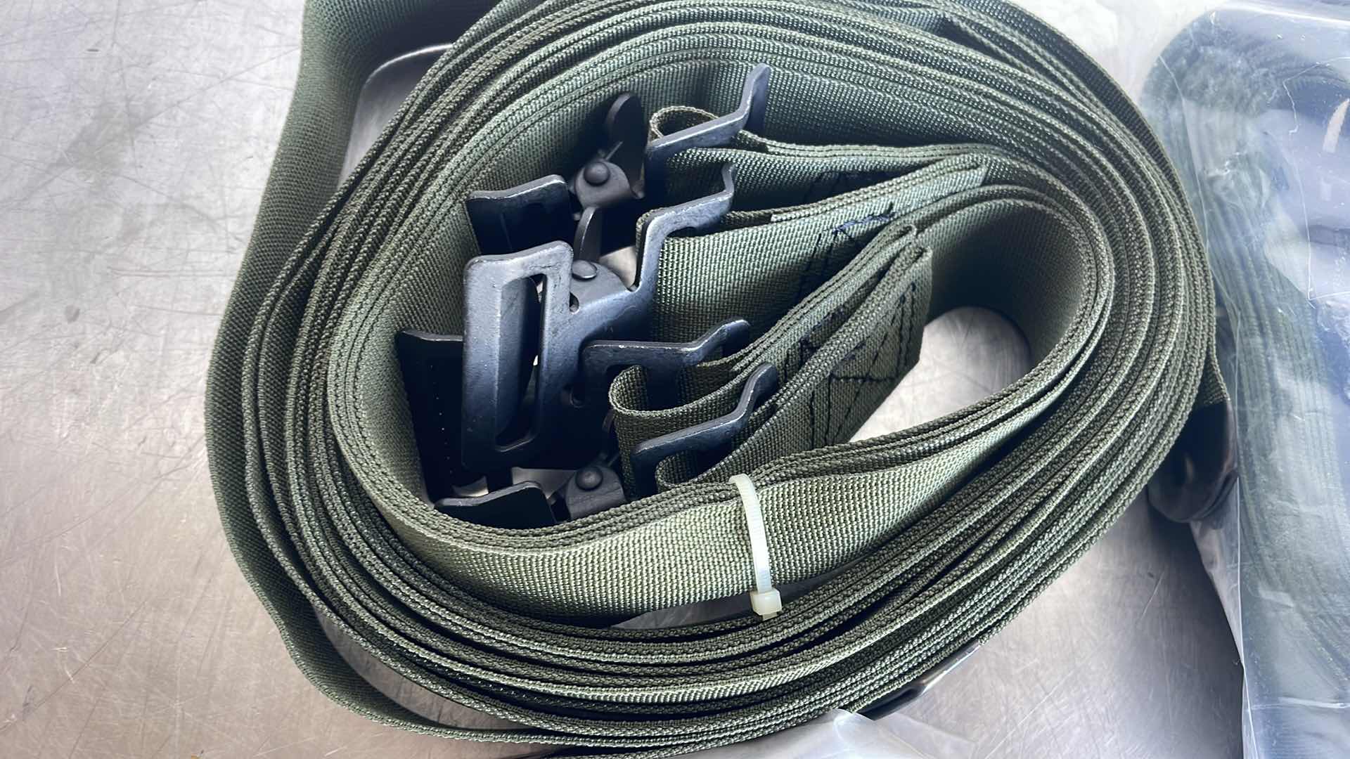 Photo 1 of MILTARY SPEC WEBBING STRAP 1.5" WIDE X 83" LONG W/ STEEL BUCKLE P/N 8690535 (16)