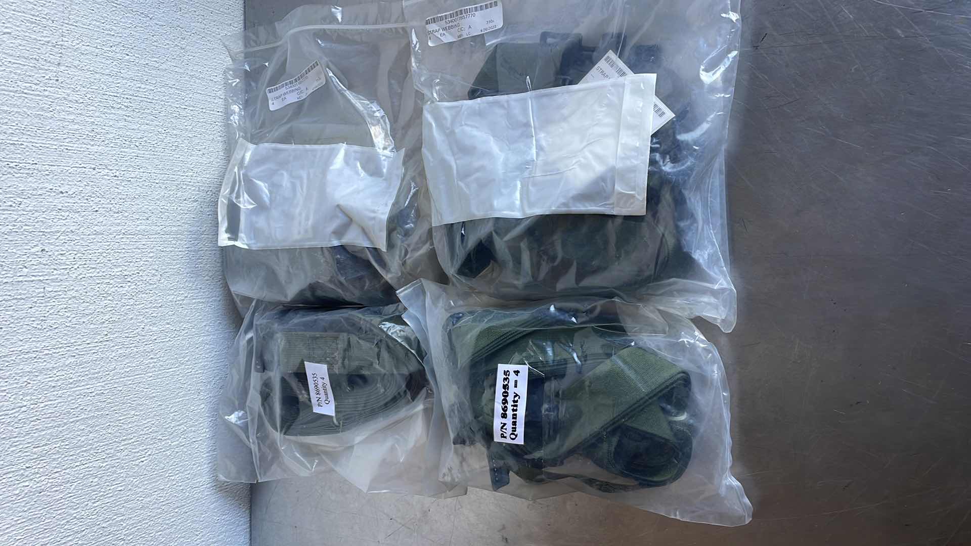 Photo 1 of MILTARY SPEC WEBBING STRAP 1.5" WIDE X 83" LONG W/ STEEL BUCKLE P/N 8690535 (16)