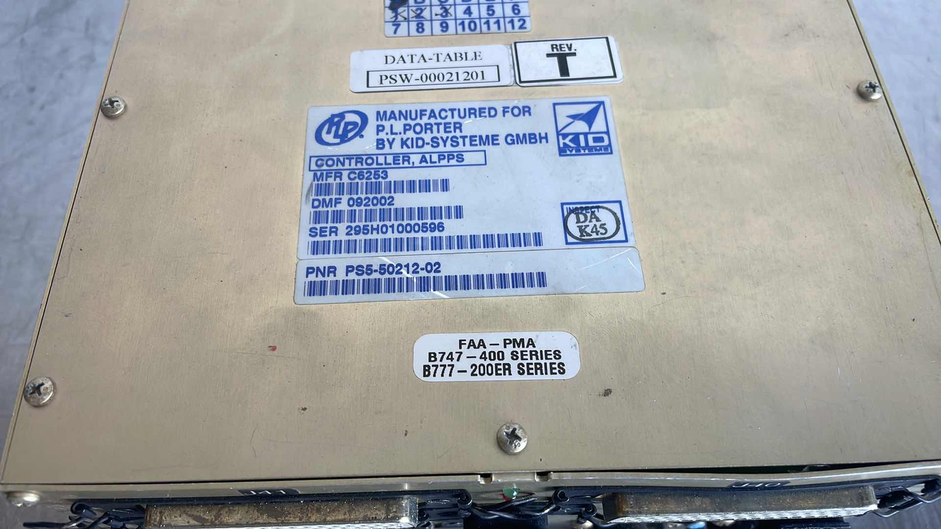 Photo 2 of P.L. PORTER BY KID-SYSTEME GMBH PS5-50212-02 ALPS CONTROLLER FOR BOEING 747 777