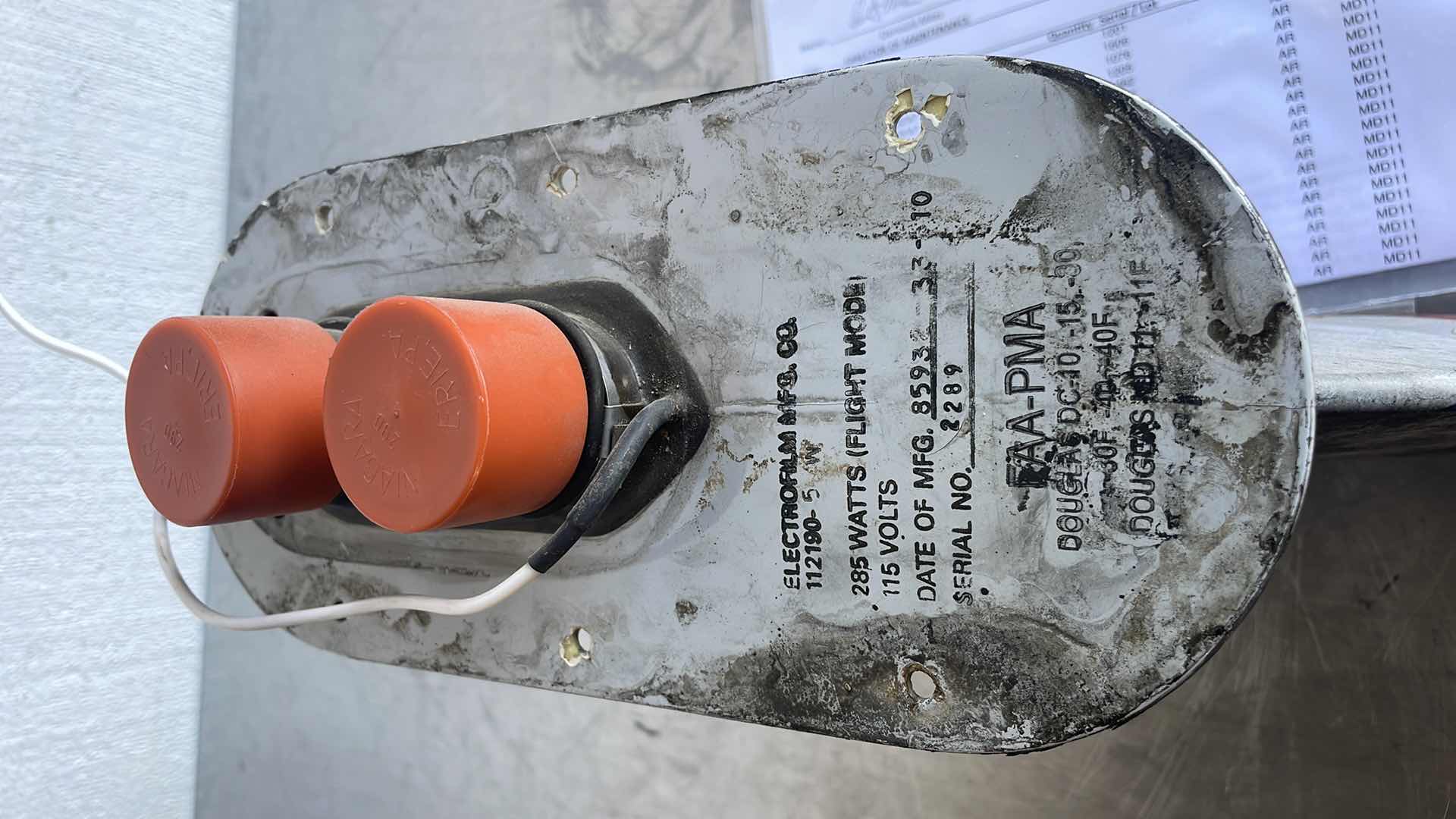 Photo 2 of ELECTROFILM 112190-5 HEATER
DRAIN MAST FOR C-17 MCDONNEL
DOUGLAS DC-10 AIRCRAFT