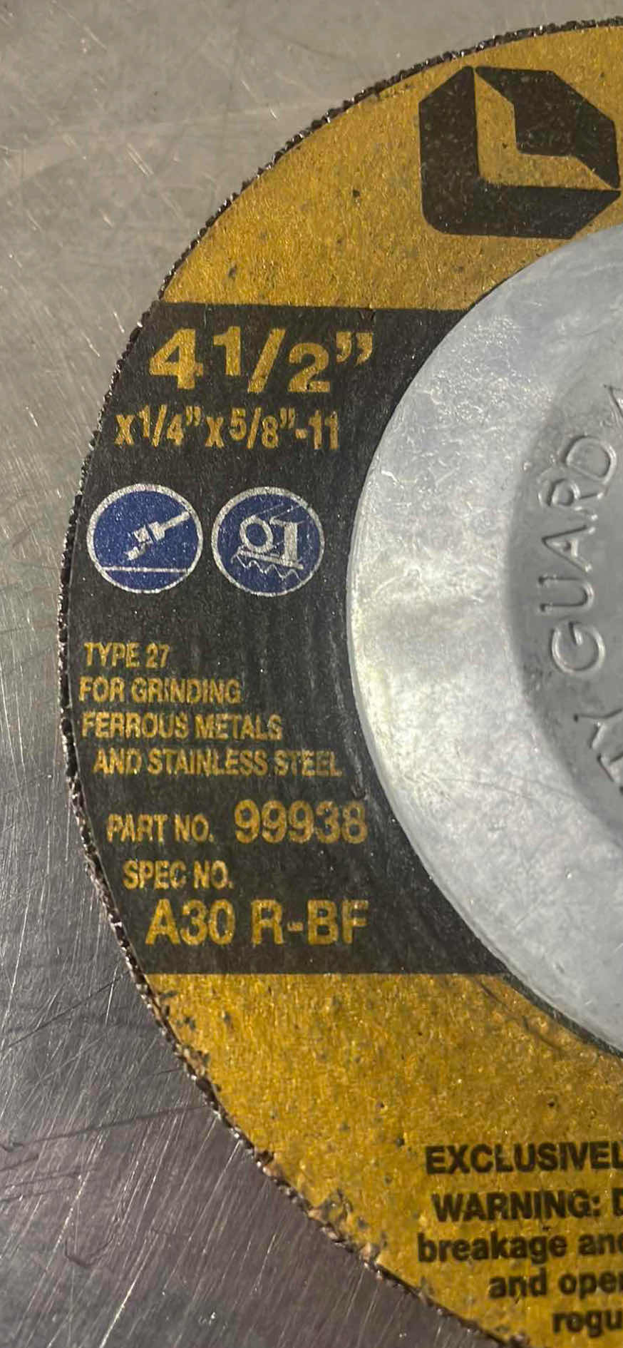 Photo 1 of LAWSON GRINDING DISC 4-1/2” X 1/4” X 5/8”-11