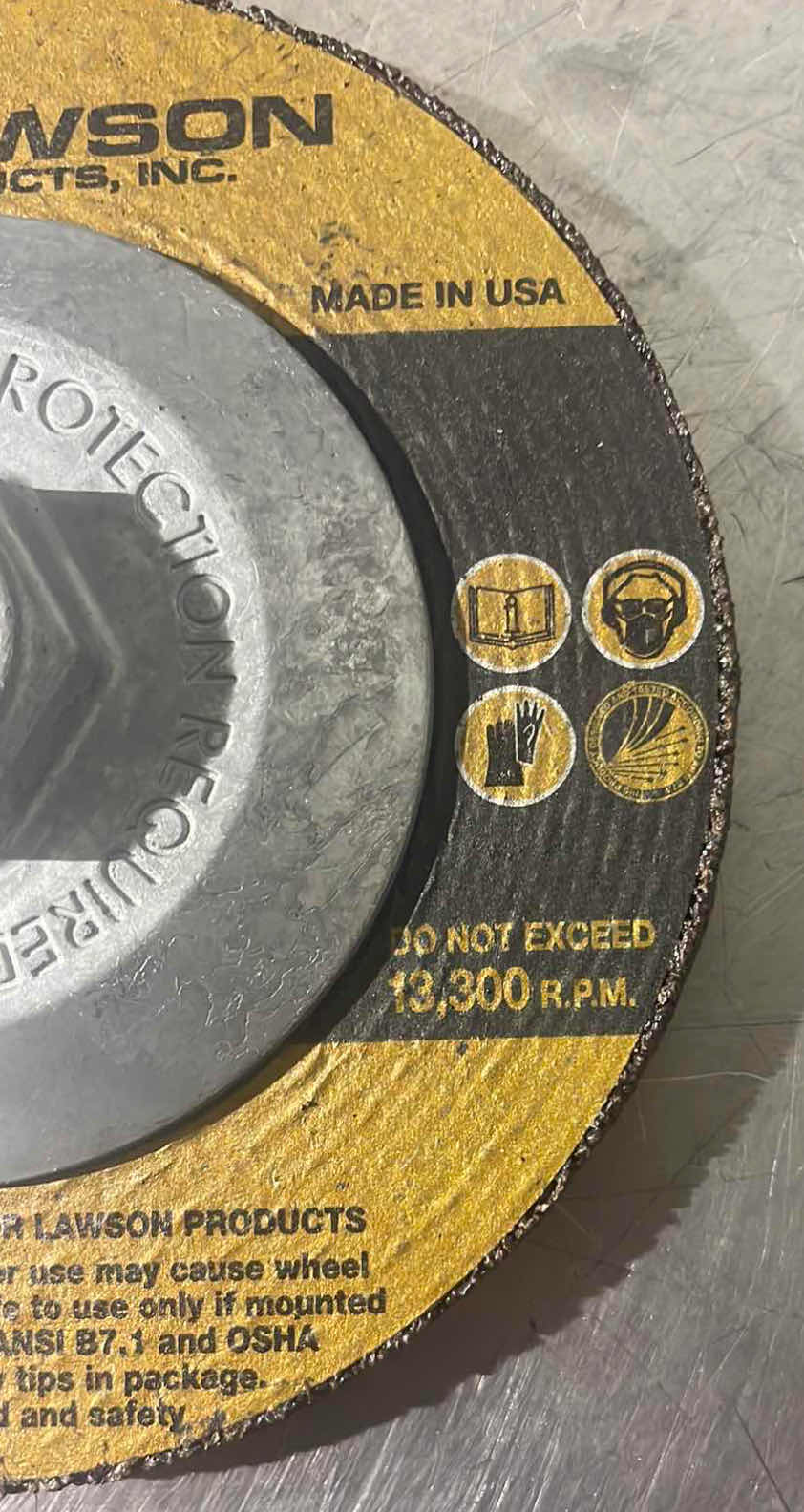 Photo 1 of LAWSON GRINDING DISC 4-1/2” X 1/4” X 5/8”-11
