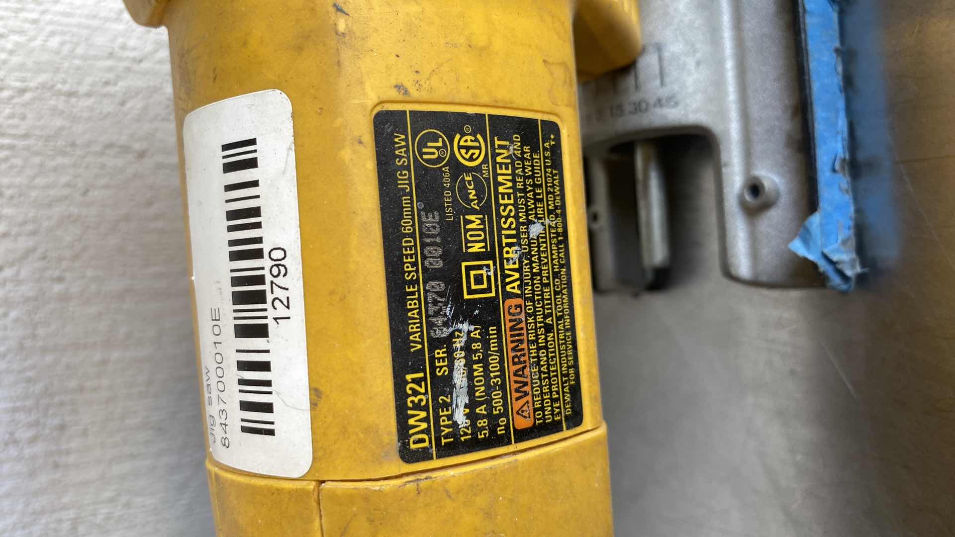 Photo 1 of 18V DEWALT VARIABLE SPEED 60mm JIG SAW DW321