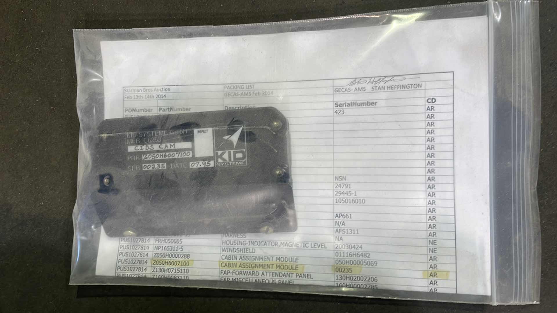 Photo 1 of KID SYSTEME GMBH CIDS CAM 3PC. CABIN ATTENDANT PANEL ASSIGN FOR AIRBUS A318
A319