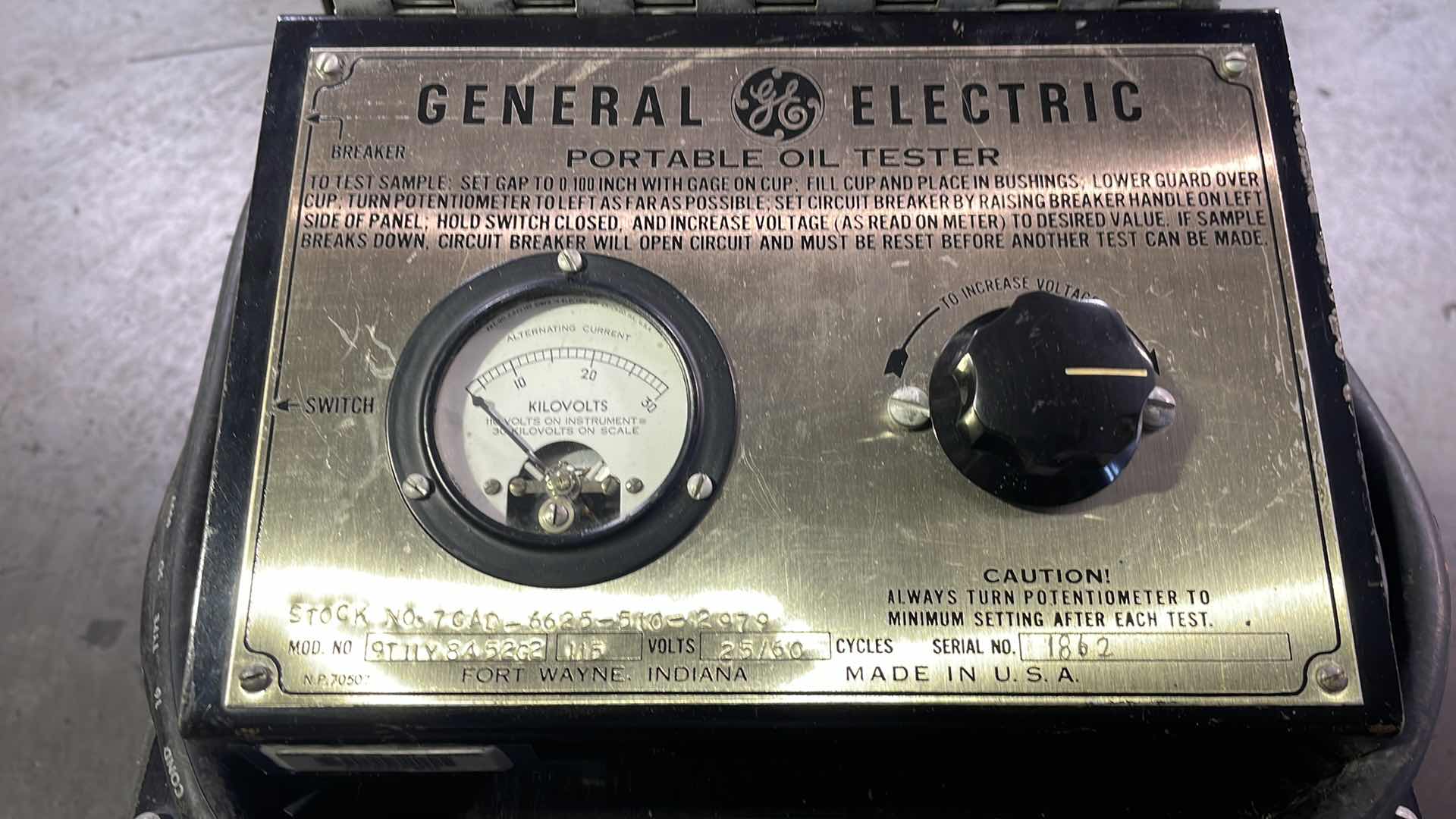 Photo 1 of GENERAL ELECTRIC PORTABLE OIL TESTER