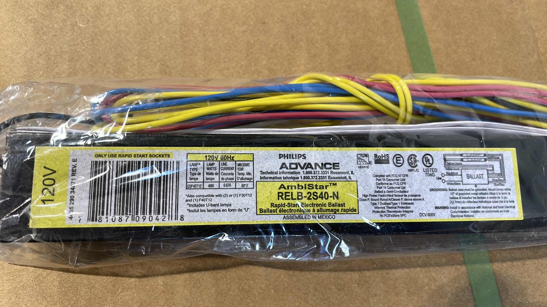 View 3 of ADVANCE FLUORESCENT BALLAST: T12, 120V AC, 2 BULBS SUPPORTED, 40 W MAX. BULB WATTS MODEL RELB-2S40-N (9)