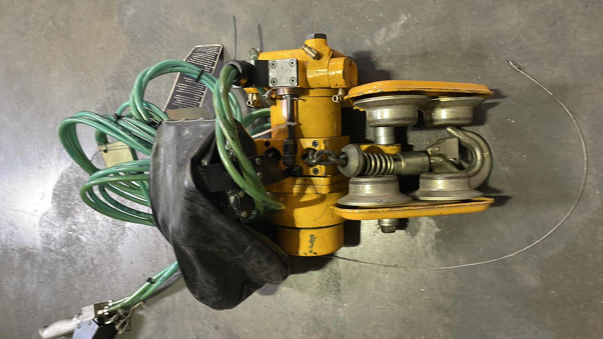 Photo 1 of HARRINGTON TCR-1000P2 1 TON 2000 LB PNEUMATIC AIR CHAIN HOIST 10' LIFT 90PSI WITH HARRINGTON PT010 1 TON MODEL TF2-767