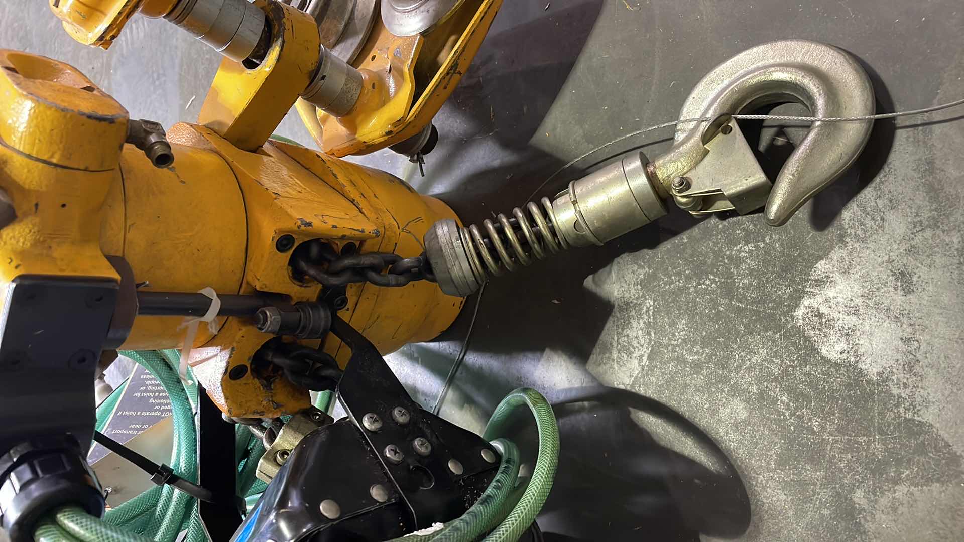 Photo 1 of HARRINGTON TCR-1000P2 1 TON 2000 LB PNEUMATIC AIR CHAIN HOIST 10' LIFT 90PSI WITH HARRINGTON PT010 1 TON MODEL TF2-767