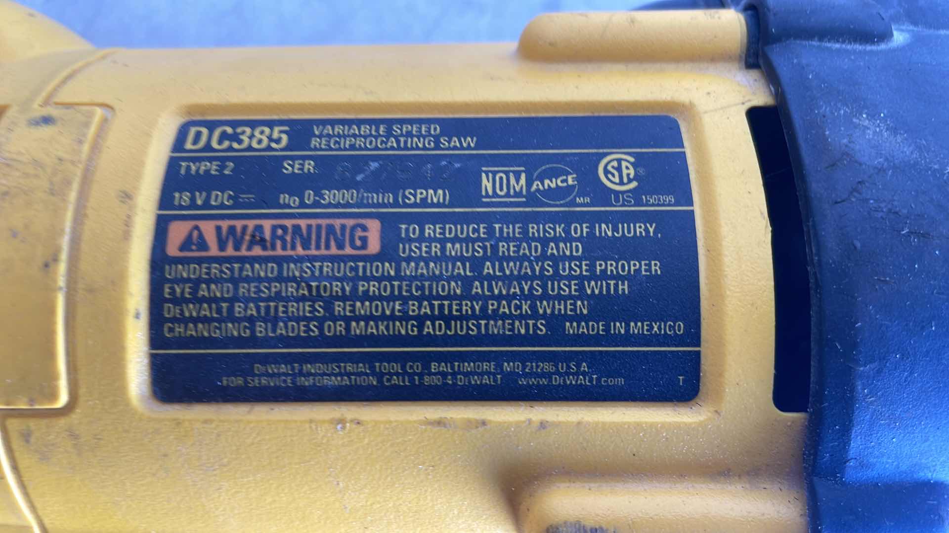 Photo 1 of DEWALT 18v DC988 1/2” DRIVE CORDLESS HAMMER DRILL & DC385 RECIPROCATING SAW