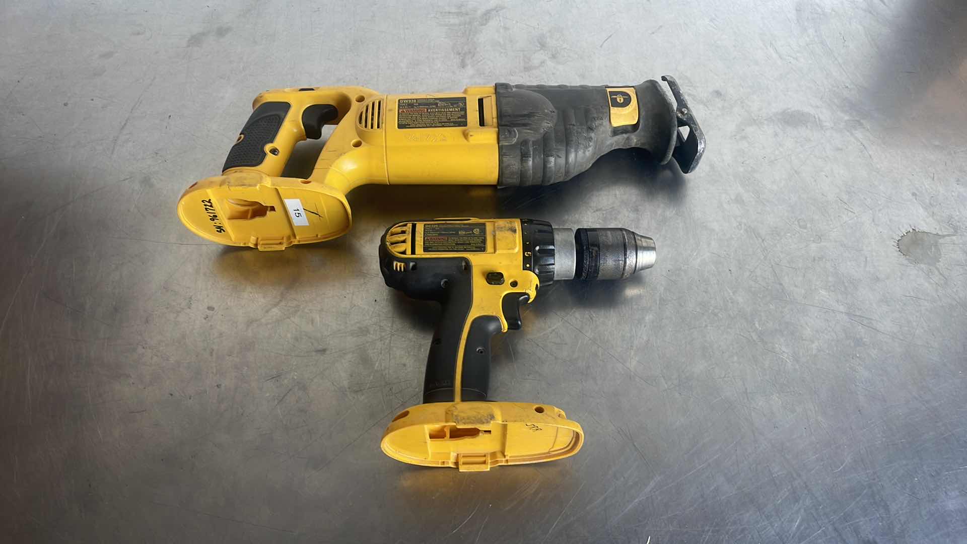 Photo 1 of DEWALT 18v DW938 RECIPROCATING SAW & 18v DC725 1/2” CORDLESS HAMMERDRILL DRIVER