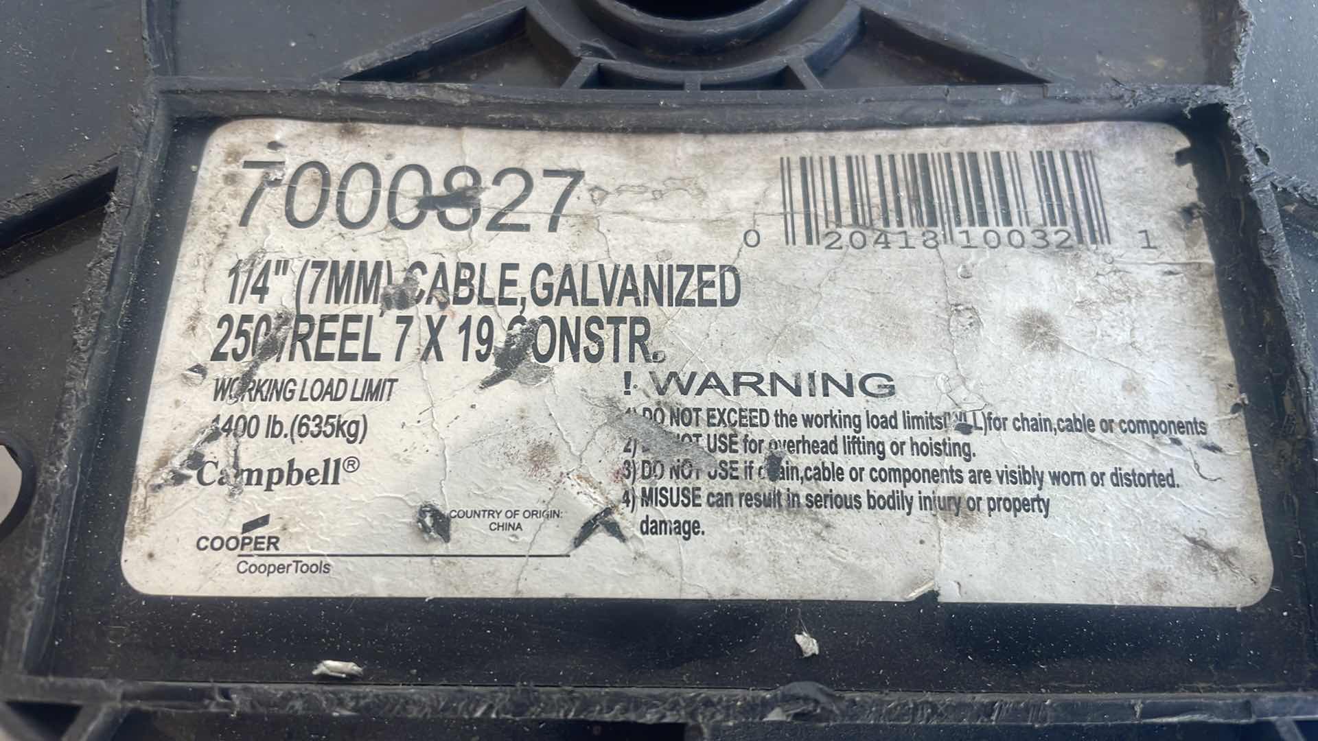 Photo 1 of 1/4” GALVANIZED CABLE REEL 250’