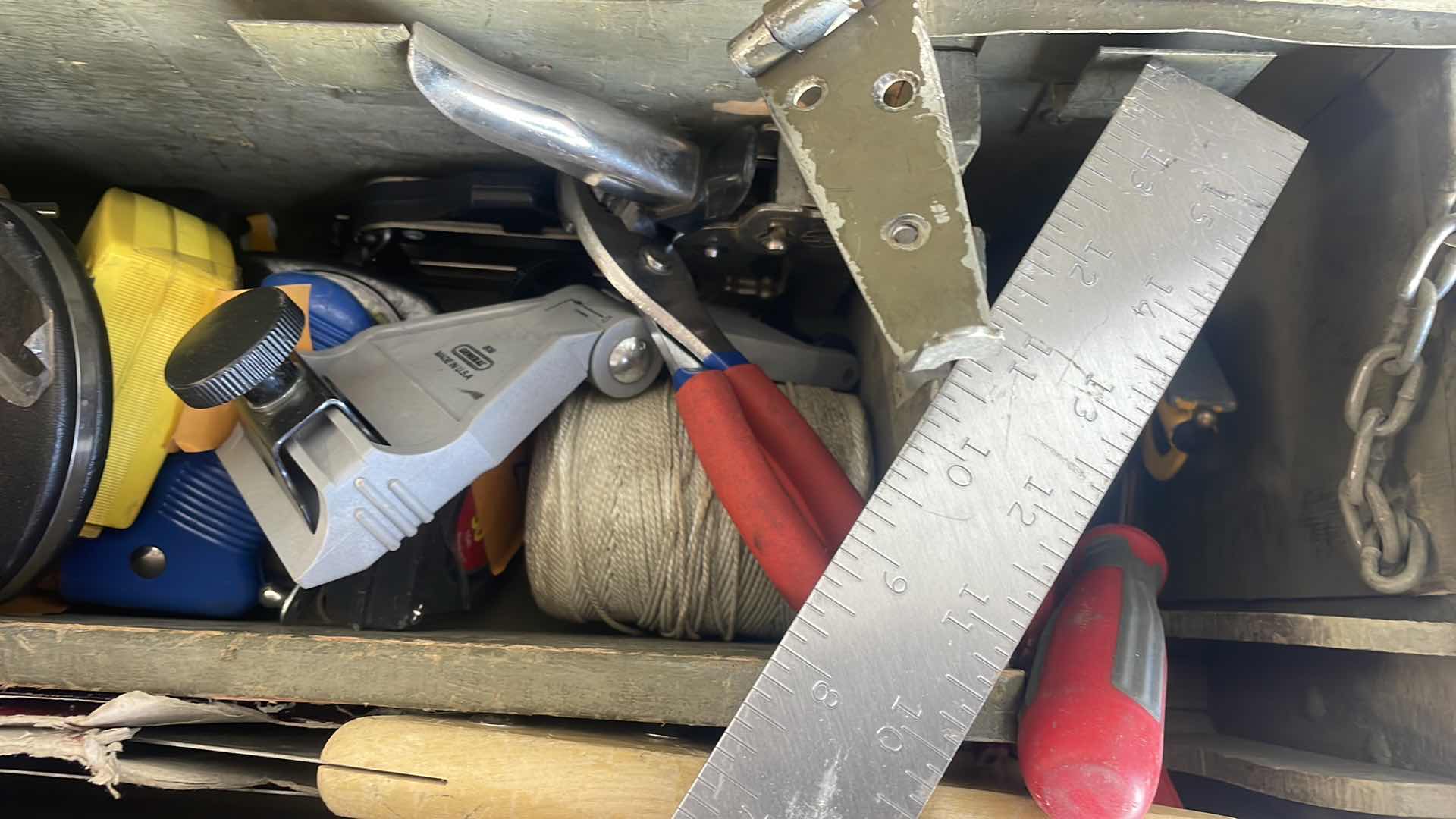 Photo 1 of MILITARY CARPENTERS TOOL BOX 32” x 16” x9” HINGES ON BOX ARE DAMAGED OR MISSING