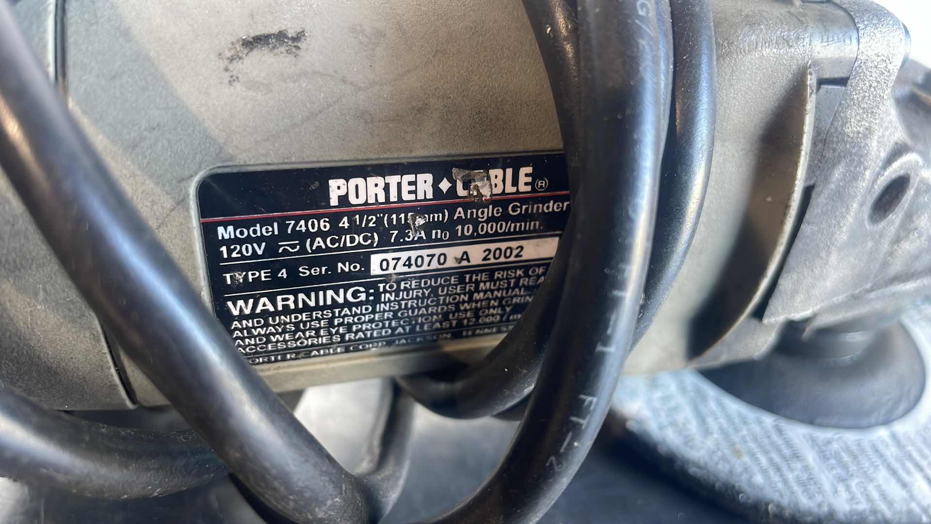 Photo 1 of PORTER CABLE 4-1/2” ANGLE GRINDER MODEL 7406