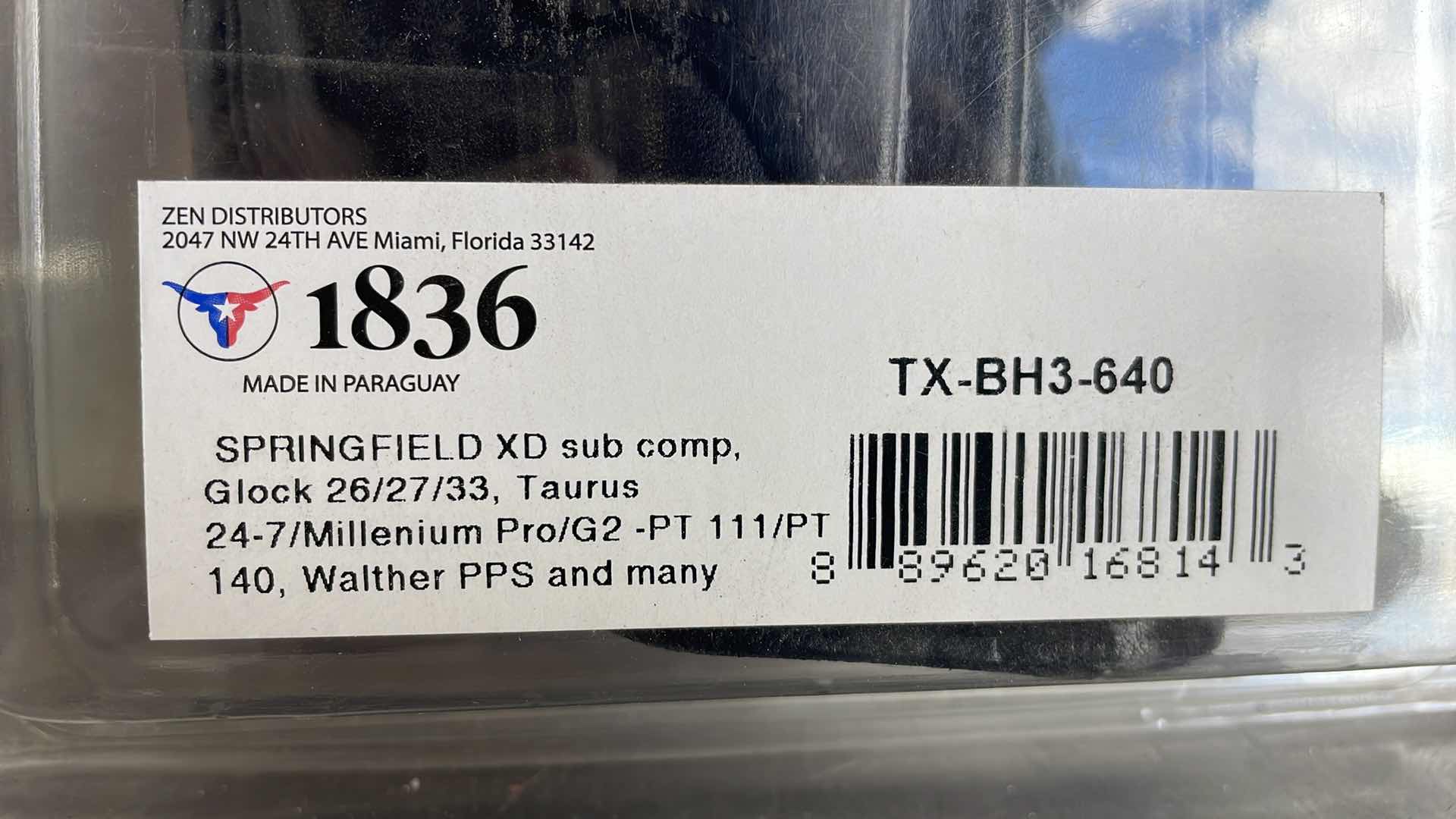 Photo 1 of TAGUA TX 1836 BH3 FOR GLK 26 RH BLK TX-BH3-640