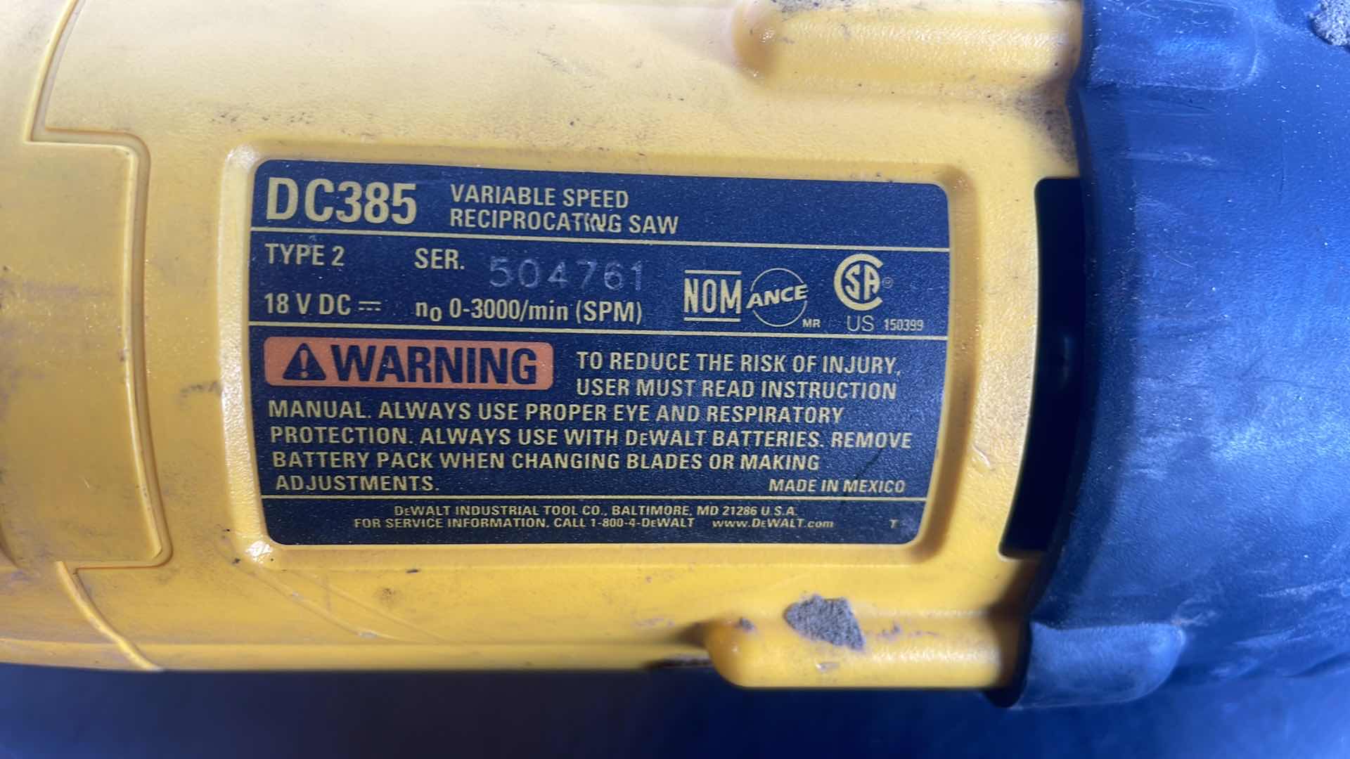 Photo 1 of DEWALT 18v DC385 RECIPROCATING SAW & 18V DCD950 1/2” CORDLESS DRILL/HAMMERDRILL DRIVER