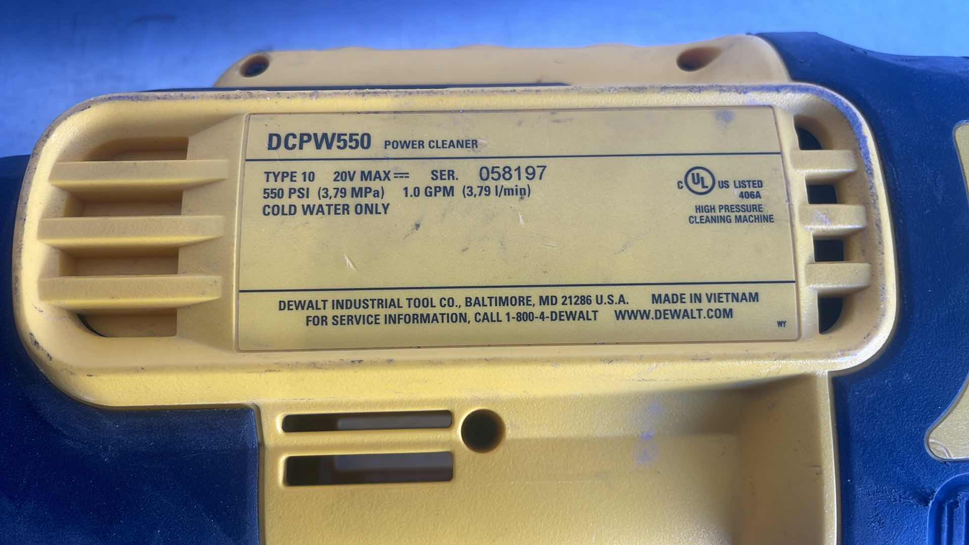 Photo 1 of DEWALT 20v DCPW550 POWER CLEANER