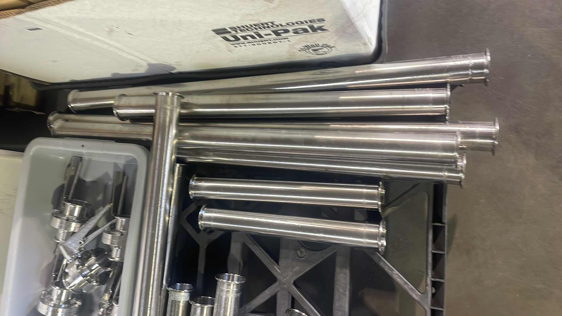 Photo 1 of 2” SANITARY PIPING, ANGLES CLAMPS AND VALVES