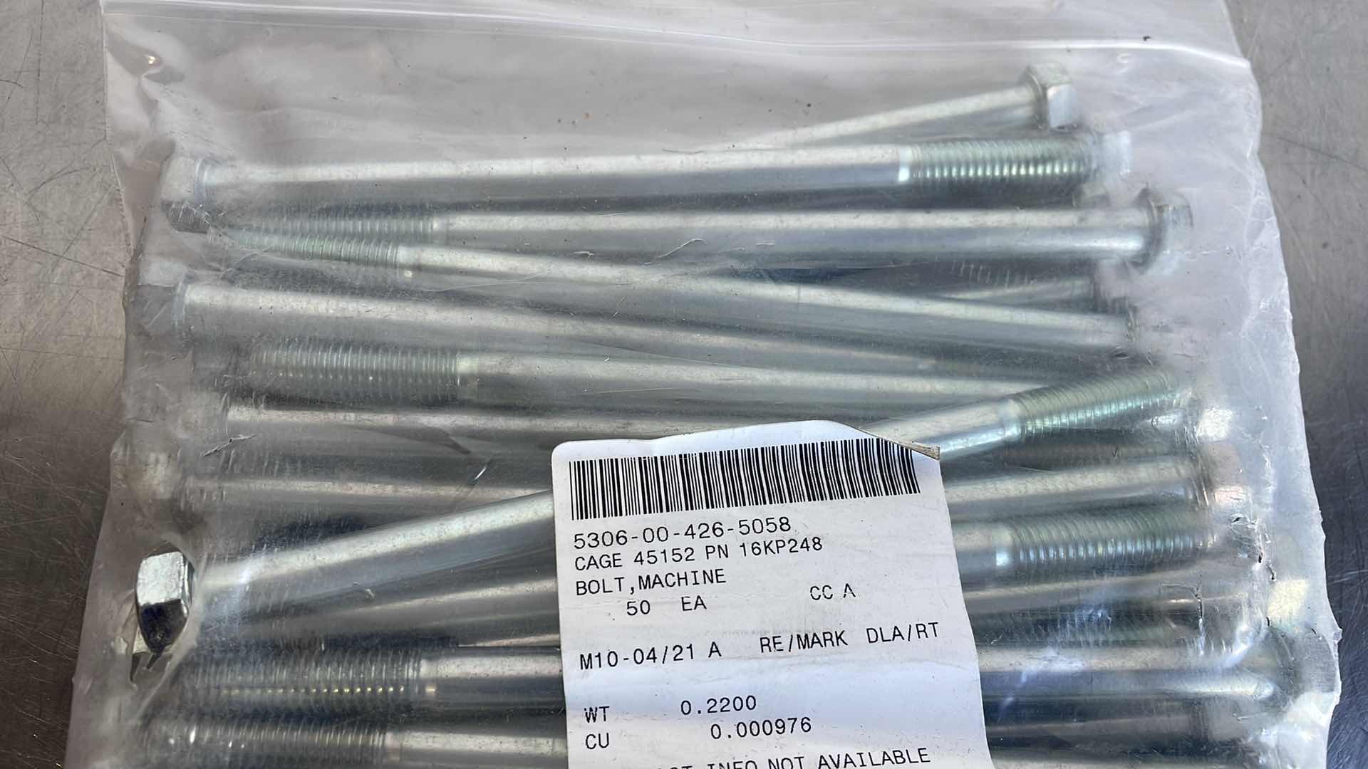 Photo 1 of 3/8-16X 6-1/2”
GRADE 8 MACHINE BOLT 50PCS