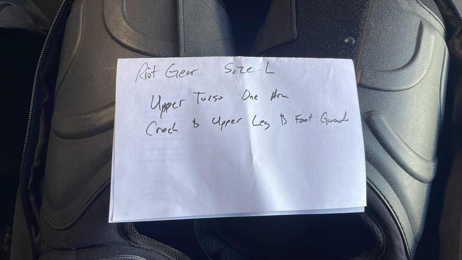 Photo 1 of RIOT GEAR SIZE LARGE INCOMPLETE SETS PARTS ONLY